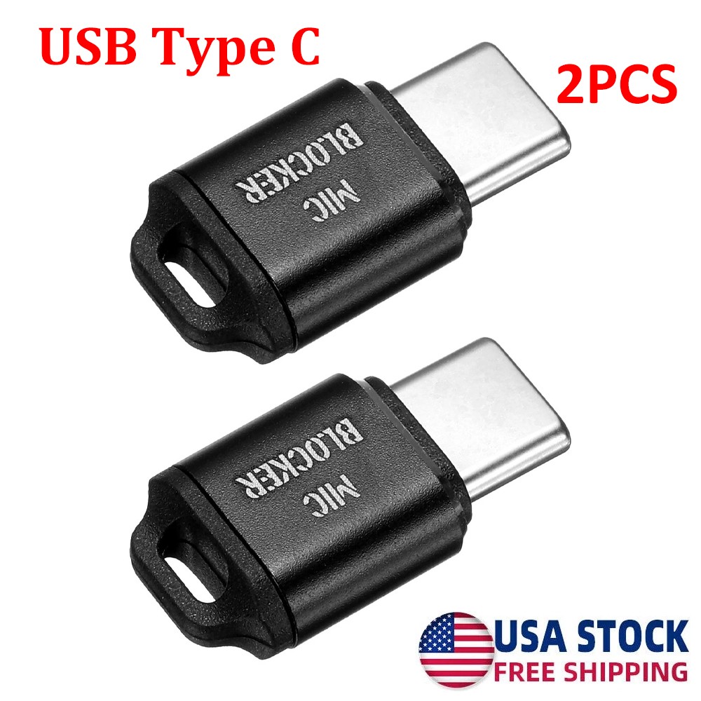 2 Pcs Microphone Blocker, USB Type C Audio Blocker, Black