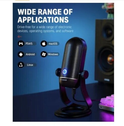 Donner USB Microphone Computer Condenser Gaming Mic w/Monitoring Headphone Jack