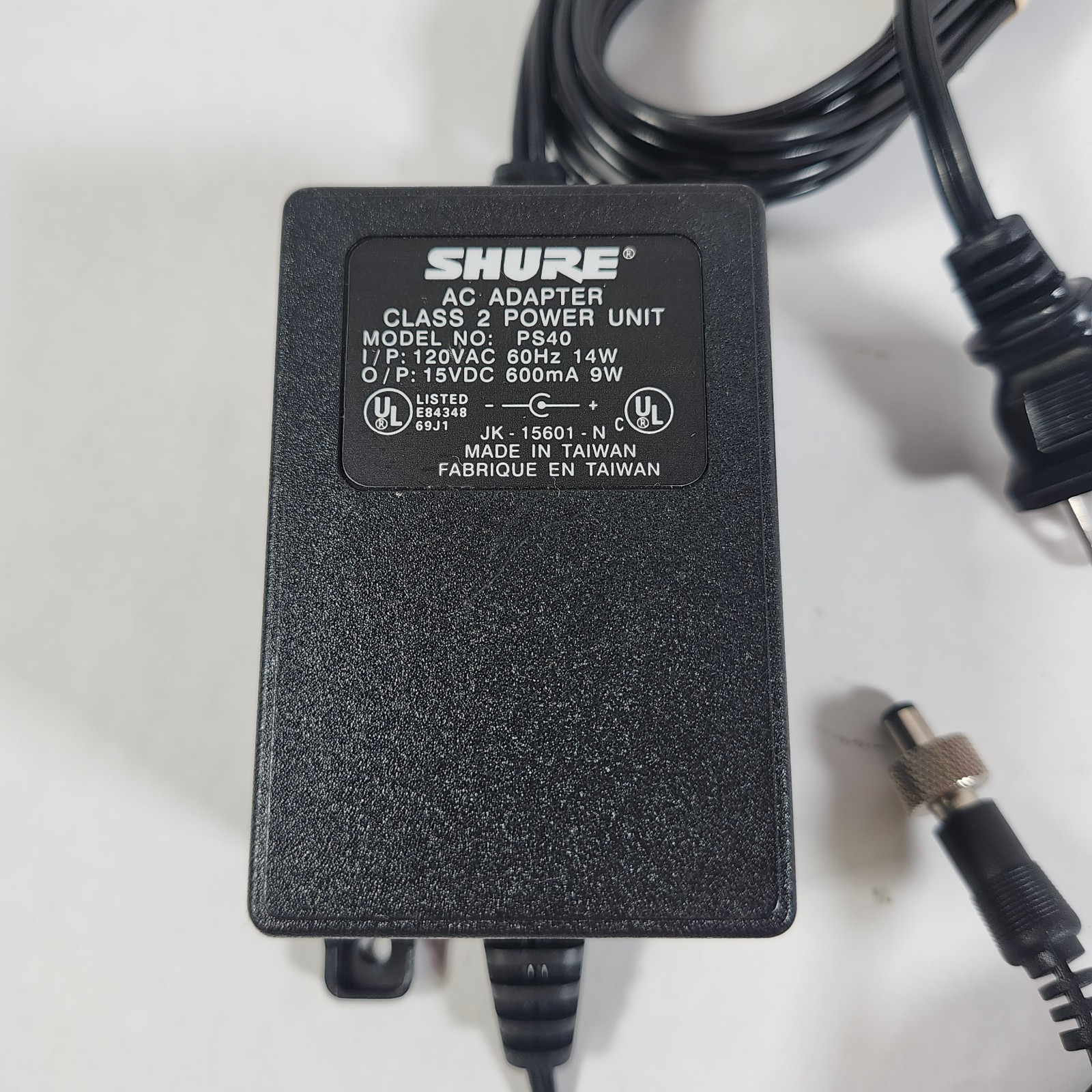 Original OEM Shure AC Adapter PS40 15V 600mA Power Supply – 5.5×2.1mm Screw Lock