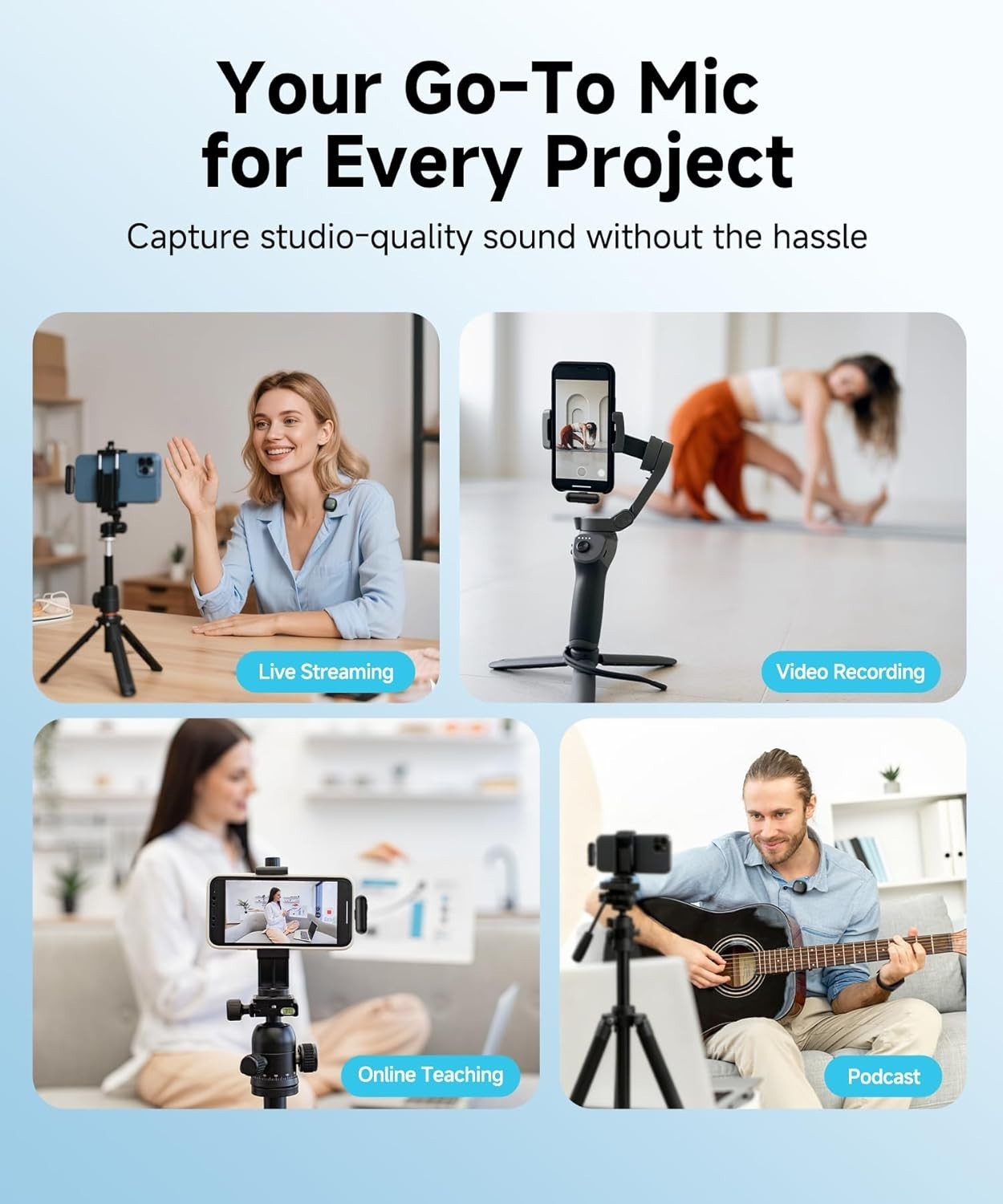 USB C Mini Microphone for iPhone 16/15/Android, Wireless Micropho…
