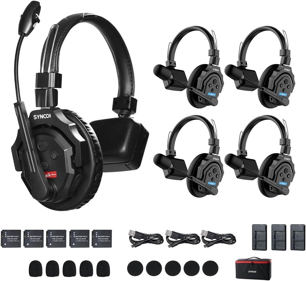 SYNCO Xtalk X5 2.4g Wireless Intercom System Communication Headset Real-Time Mic