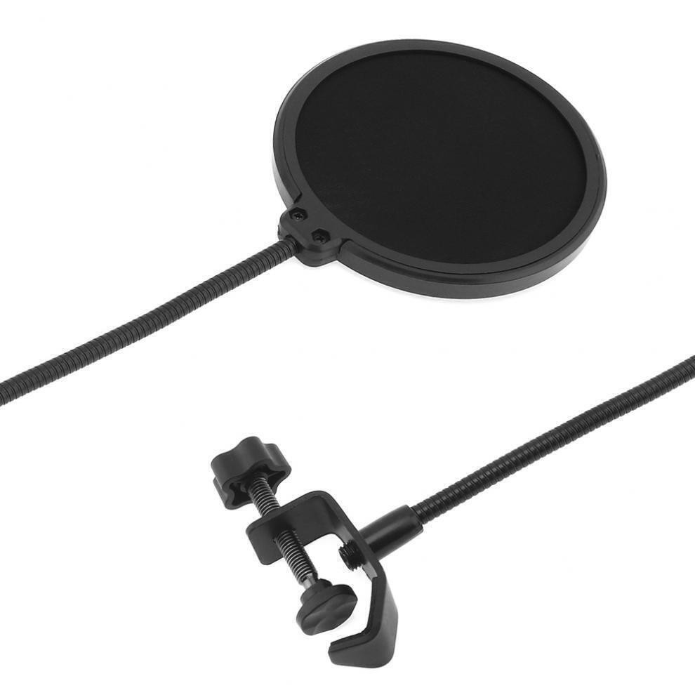 Double Layer Studio Microphone Pop Filter for Speaking Recording with Clip
