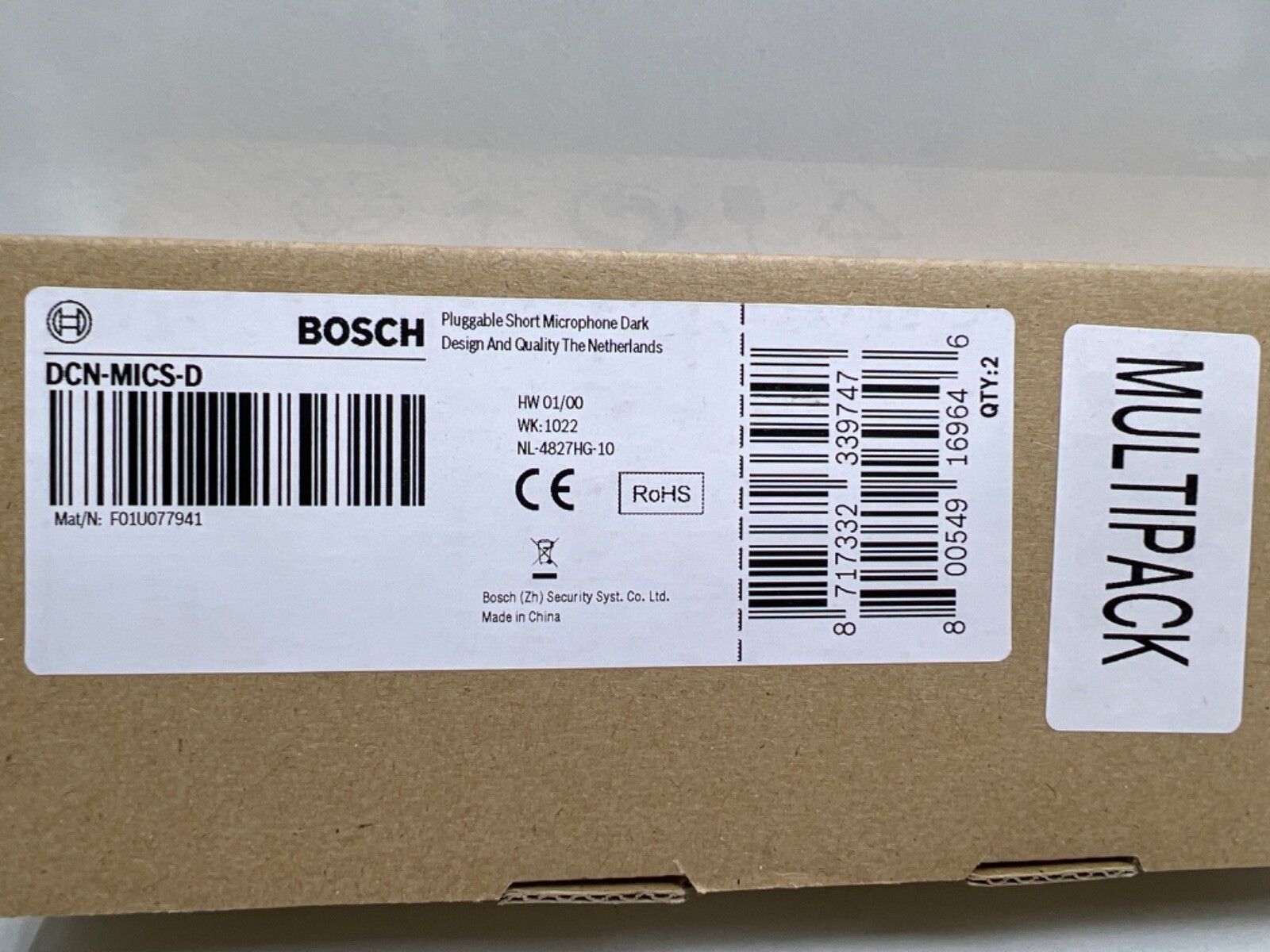 Bosch DCN-MICS-D Pluggable Short Microphone Dark