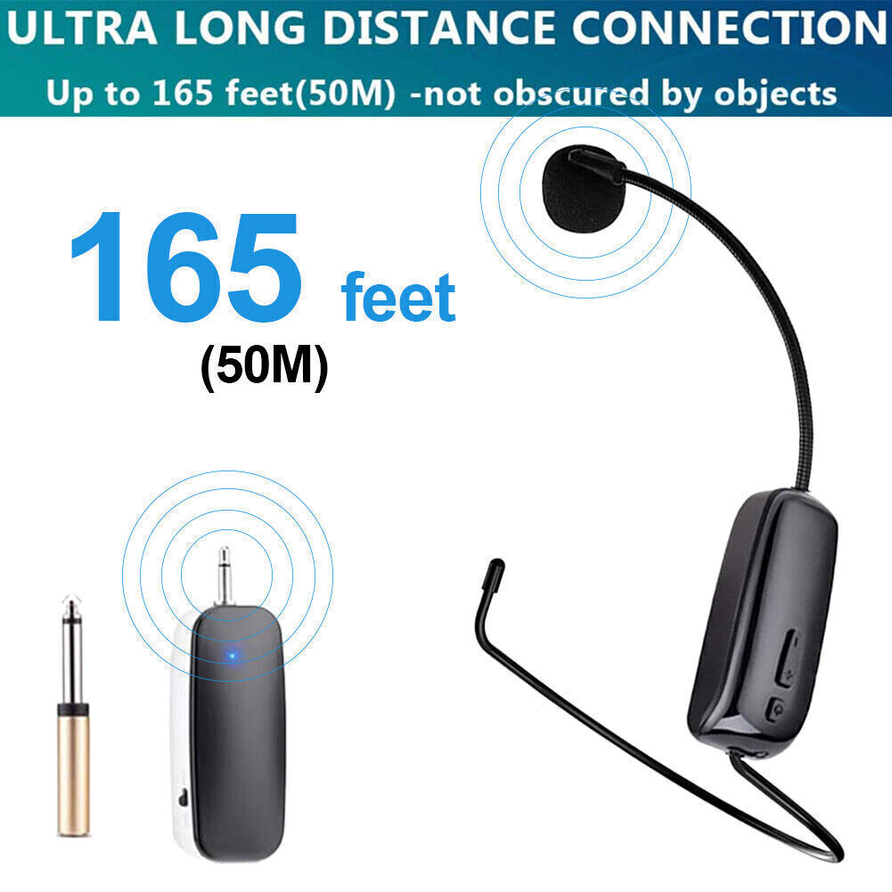UHF Wireless Microphone Headset 160FT Range Mic System for Teach Outdoor Speech