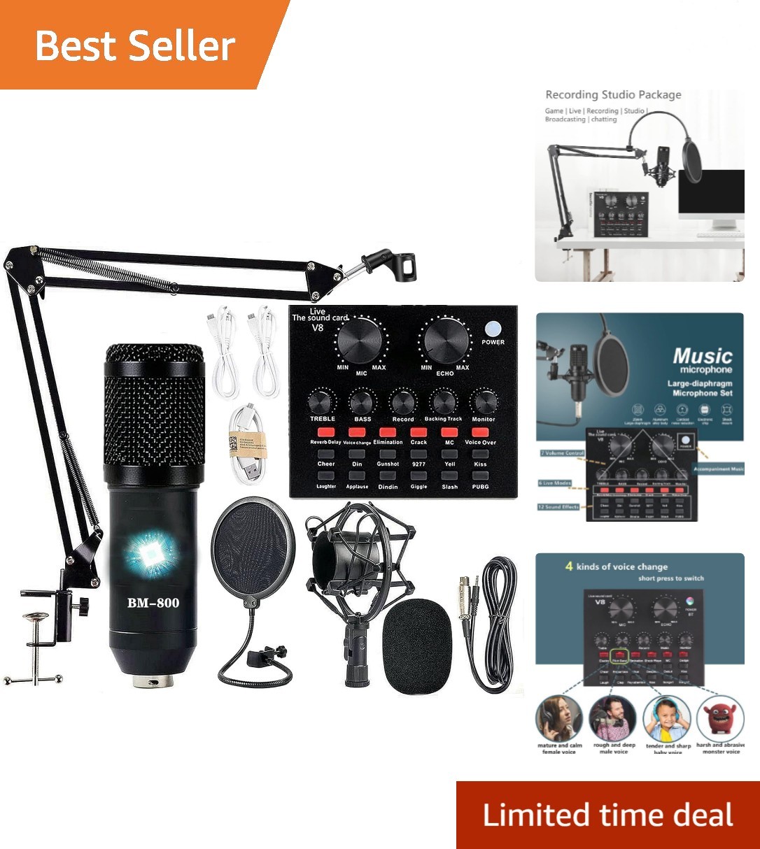 Ultimate Podcast Equipment Bundle – BM-800 Microphone & USB Audio Interface Kit