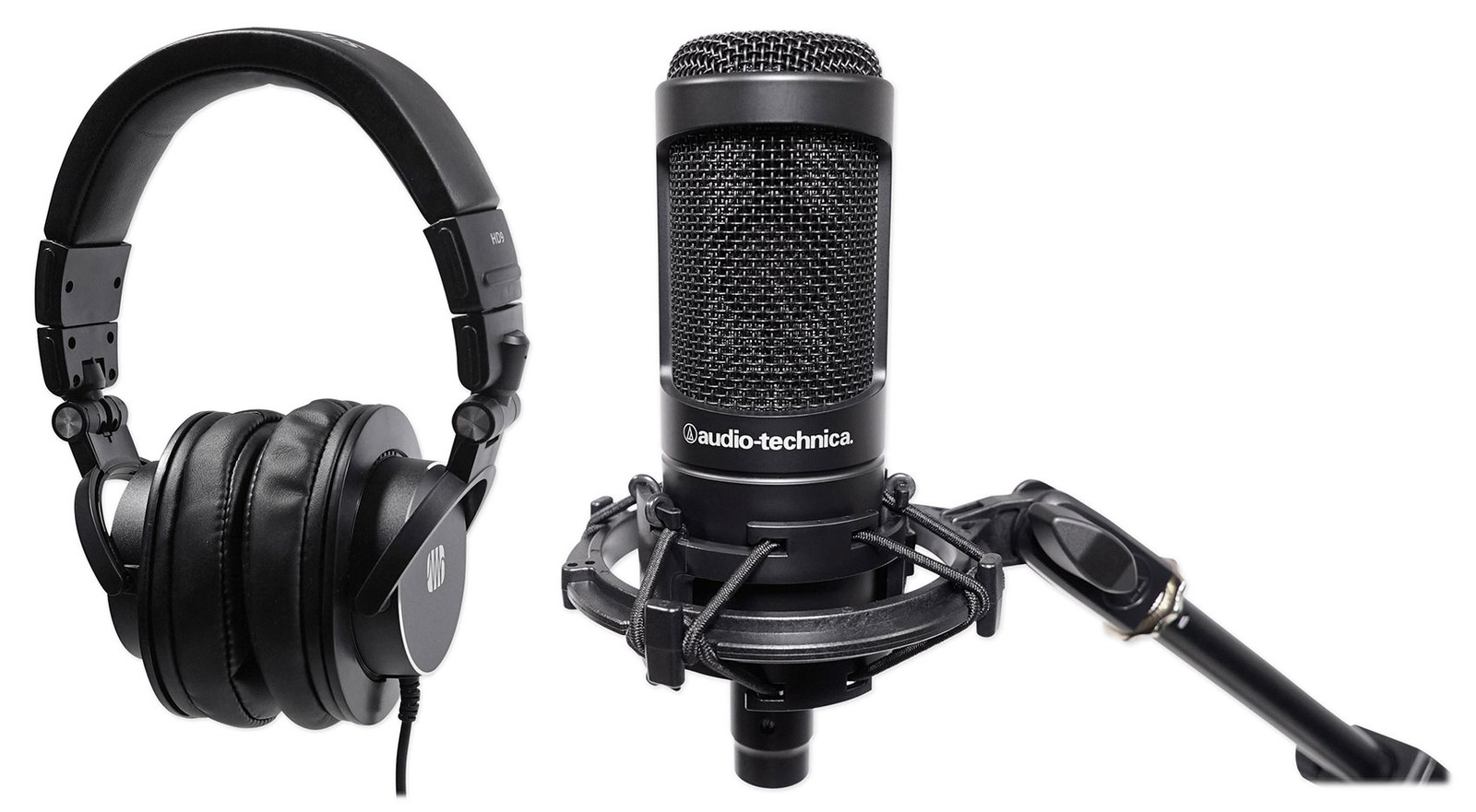 Audio Technica AT2050 Studio Condenser Recording Microphone+Presonus Headphones