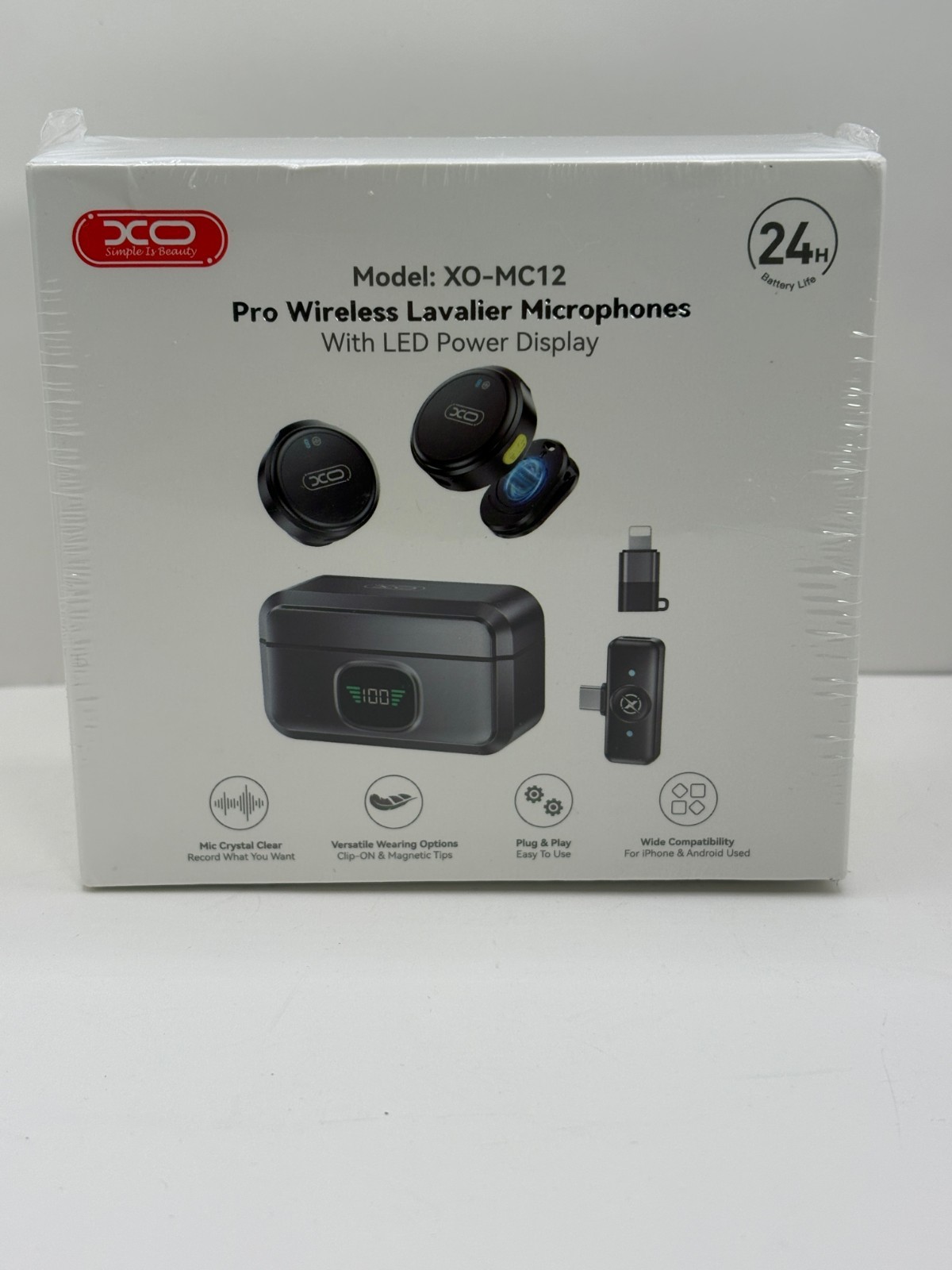 XO-MC12 Pro Wireless Lavalier Microphones with LED Display 2 Mic Kit New