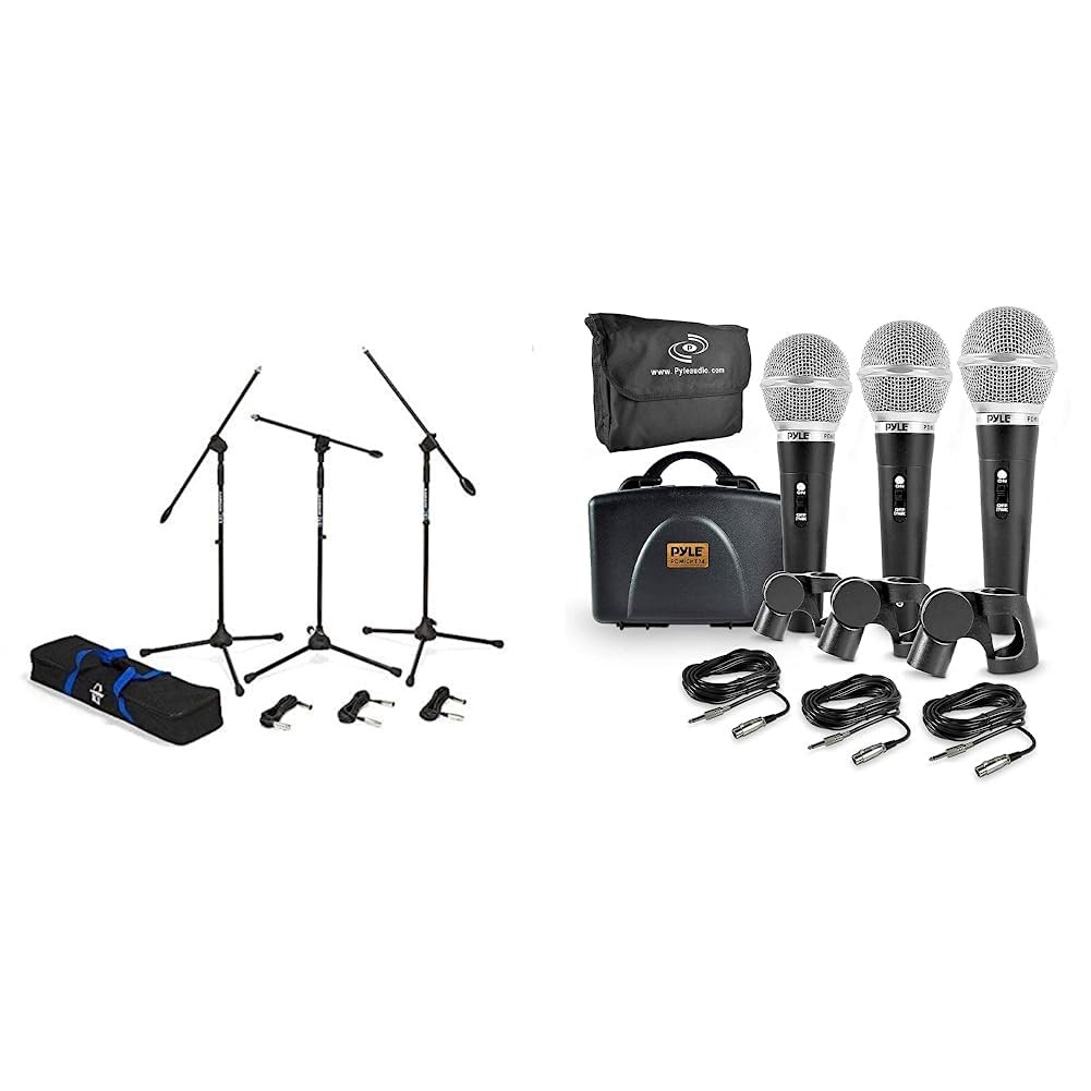 Samson BL3VP Boom Stand and Cable (3-Pack) & Pyle 3 Piece Transparent