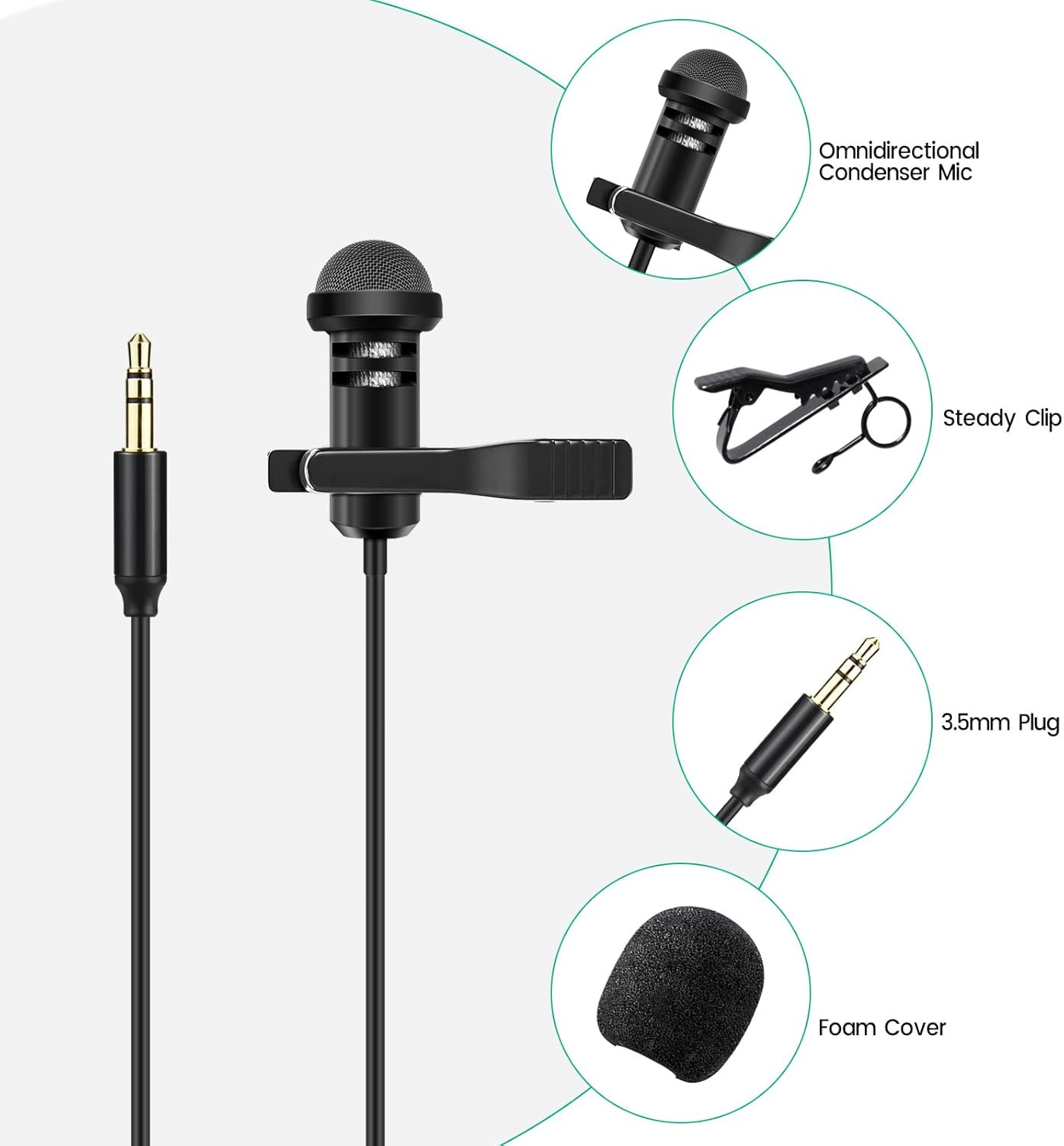 2 Pack Lavalier Microphone Compatible with DJI Mic 2 & Rode Wireless Pro/Wireles