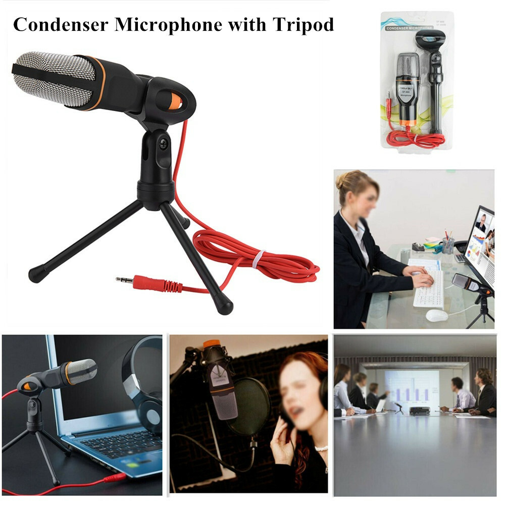 3.5mm Audio Condenser Microphone Mic Stand For Game Chat Studio Sound Recording