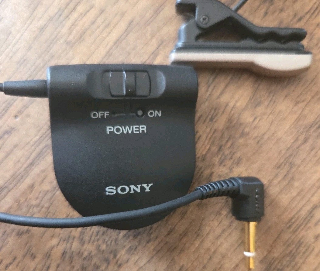 Vintage SONY ECM-T115 Tie Pin Microphone Electret Condenser Mic Mini Clip Holder