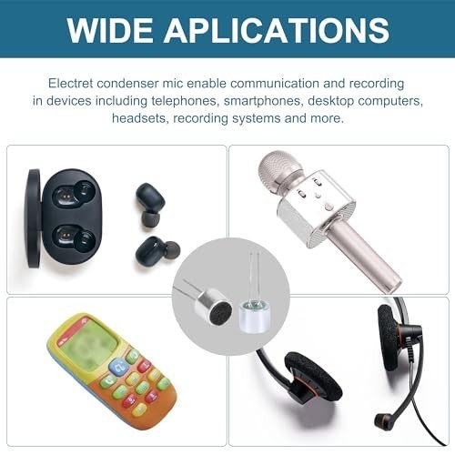 30Pcs 6050 Electret Microphone Pickup – 6mm x 5mm Condenser Mic Inserts for PCB