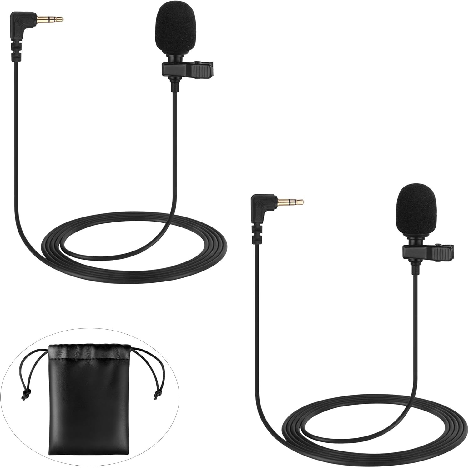 2-Pack 3.5mm Lavalier Mics for DJI Mic 2 and RØDE Wireless GO II | TRS Clip-on M