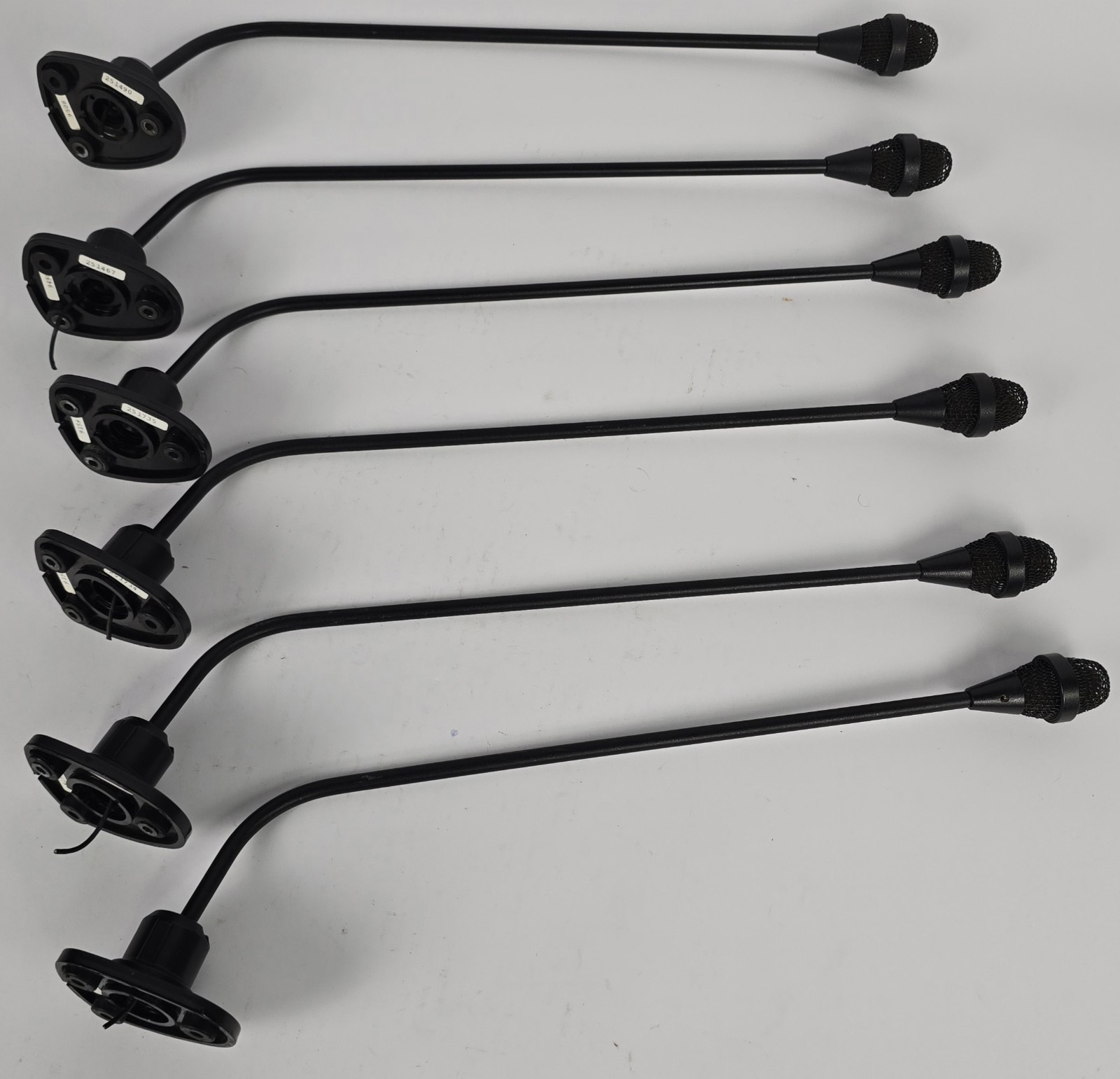 *LOT OF 6* Gooseneck Microphones Panel Mount Base – Parts/Repair Cut Cables