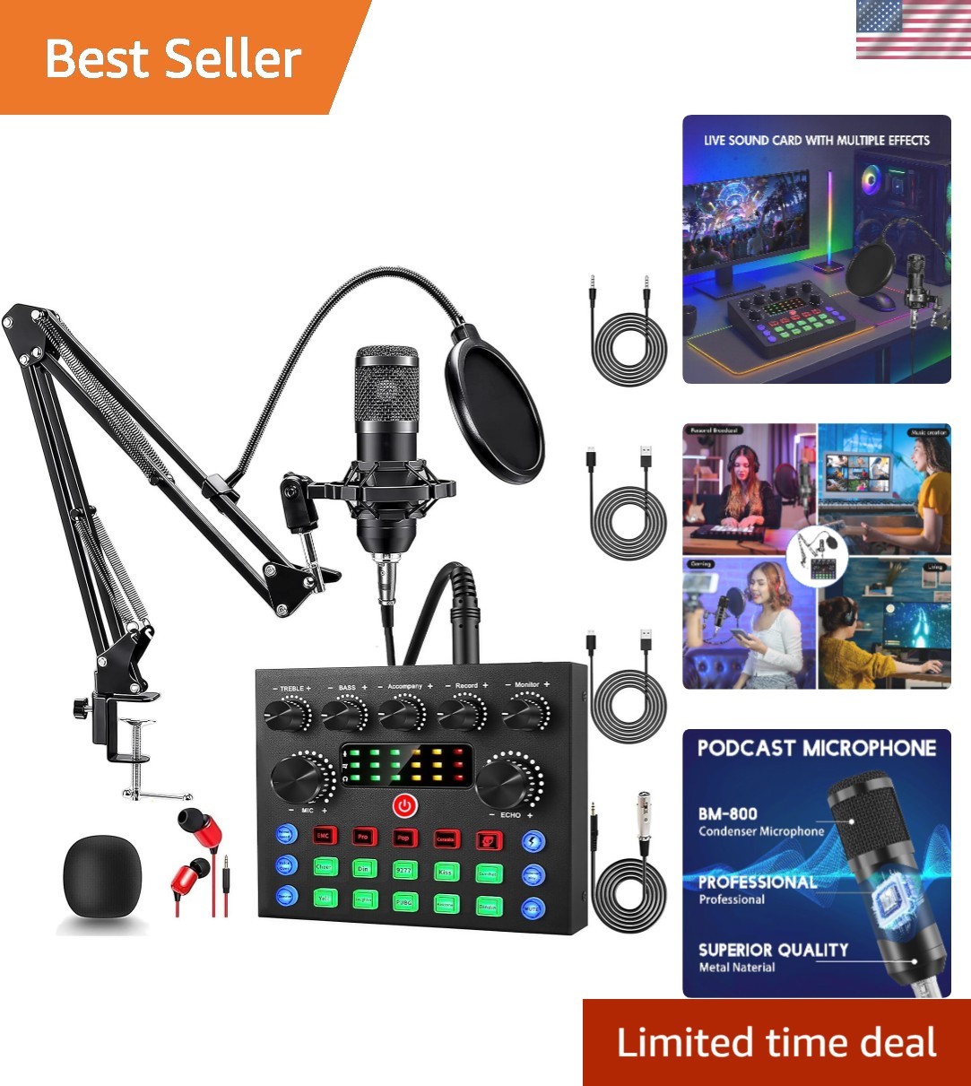Podcast Equipment Bundle, Podcast Microphone Bundle with BM-800 Microphone & …
