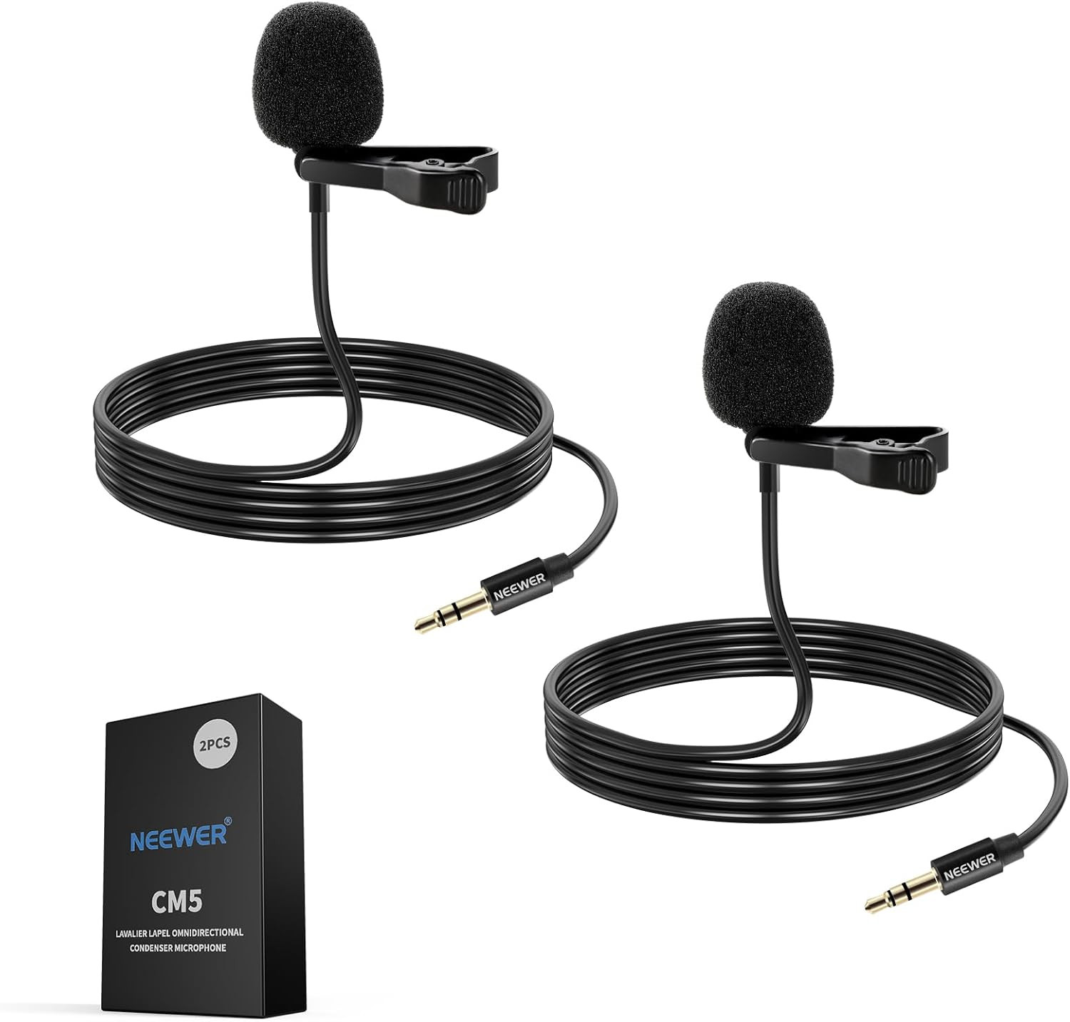 2 Pack Lavalier Lapel Microphone Compatible with DJI Wireless Mic