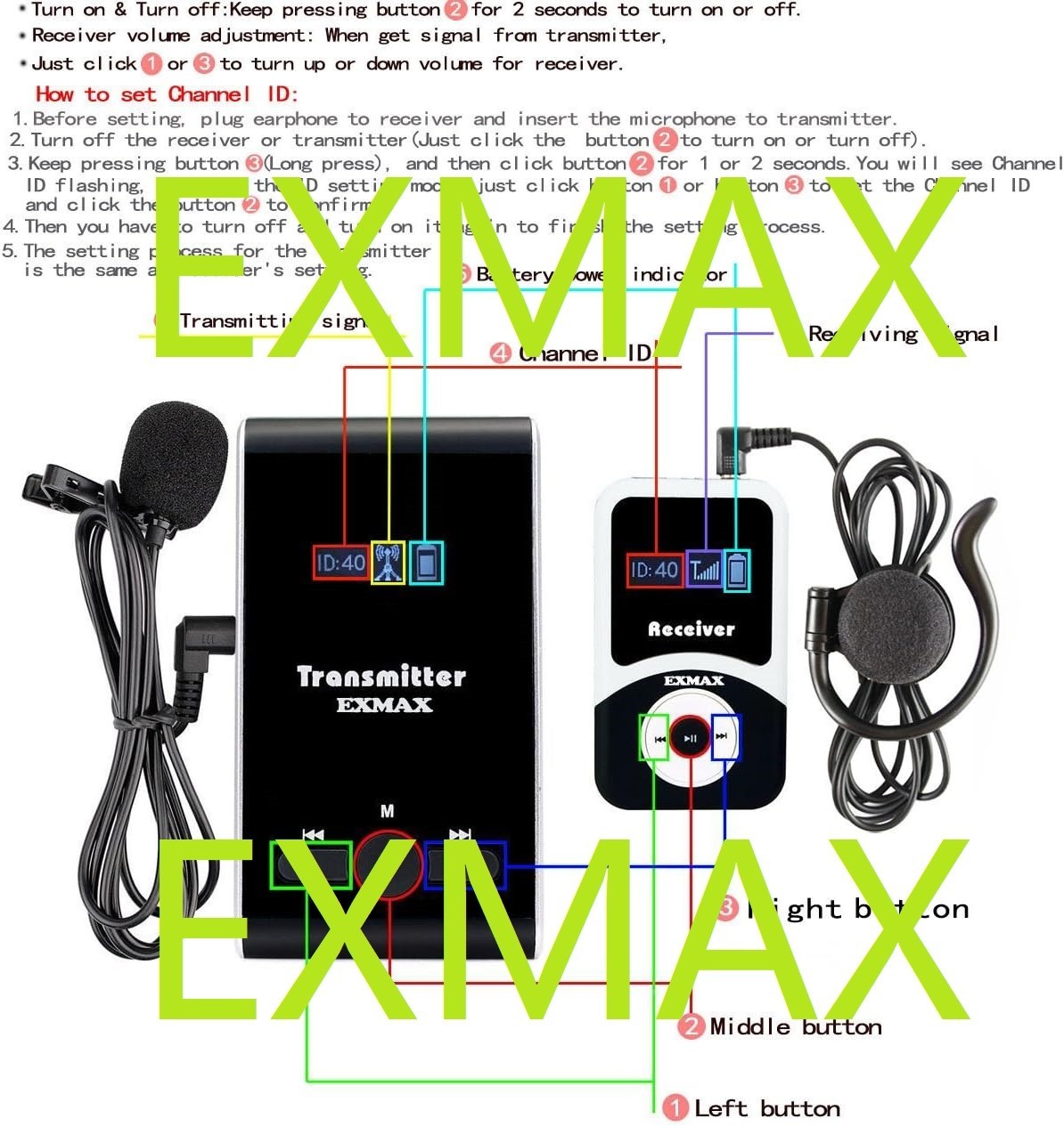 EXMAX EX100 Wireless Tour Guide System for Teaching Silent Travel Interpretation