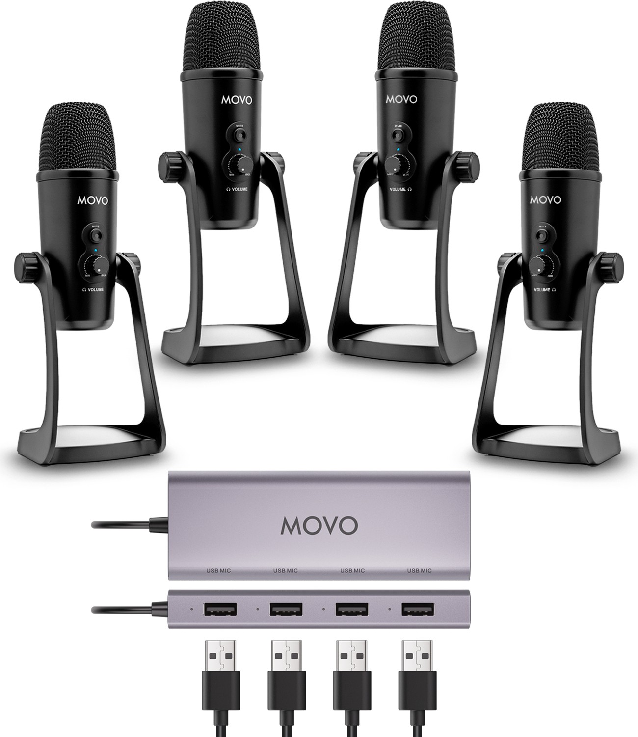 Movo USB Podcast Equipment Bundle for 4