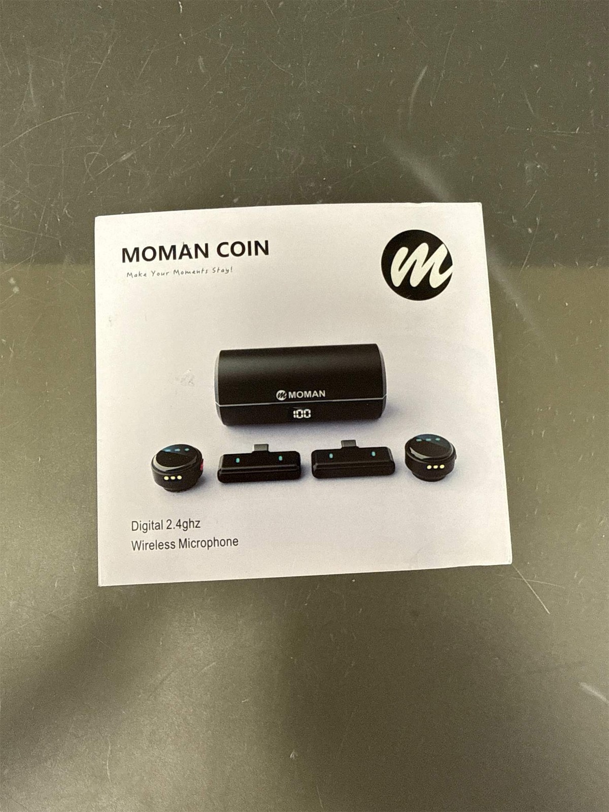 Moman Wireless Lavalier Microphone 3-in-1 Set for iPhone/Android/Camera/Laptop/P