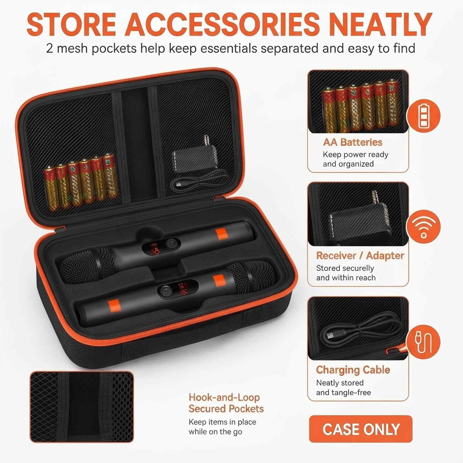 Dual Microphone Case for JBL PartyBox Wireless Mic, Case Only