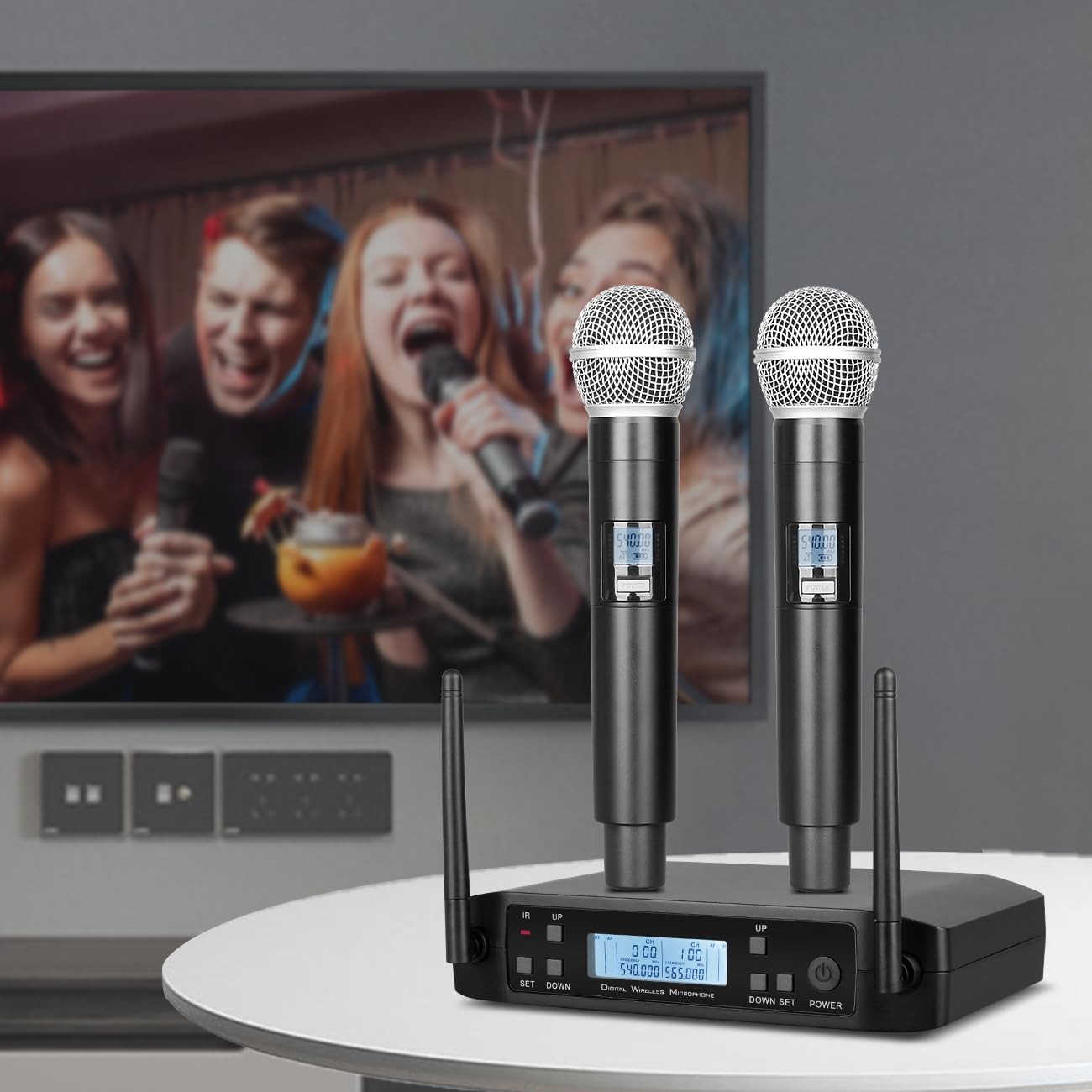 Dual Wireless Microphone System for Karaoke & Church UHF Handheld Mics with R…