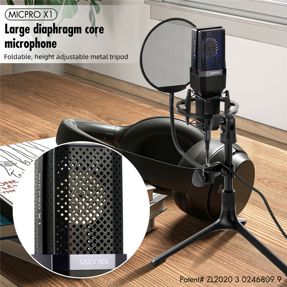 USB Condenser Microphone PC Laptop Desktop Gaming Mic for Streaming Podcast