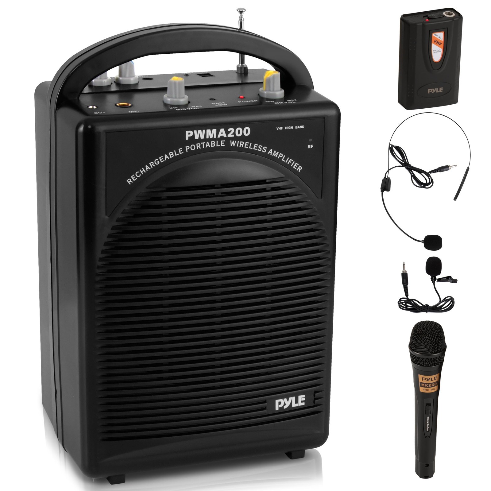 Portable PA System With Wireless Microphone Bluetooth Rechargeable Battery 80W