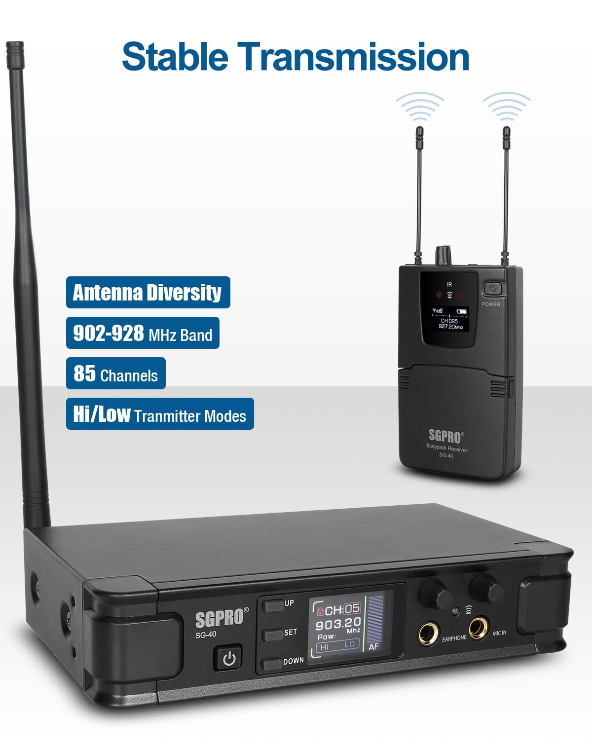 SGPRO Wireless inEar Monitor System, IEM System Mono with Metal Transmitter, …