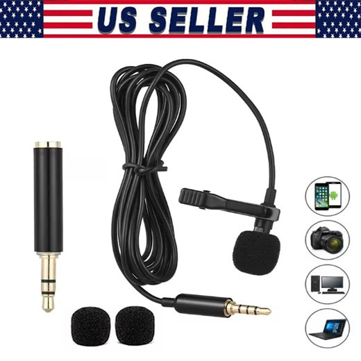 Omnidirectional Lapel Lavalier Microphone Clip-on Condenser Mini Iphone Android