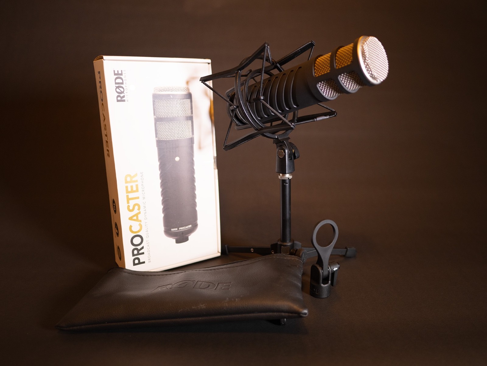 Rode Procaster Broadcast Dynamic Microphone Bundle, PSM1 Shock Mount, Stand