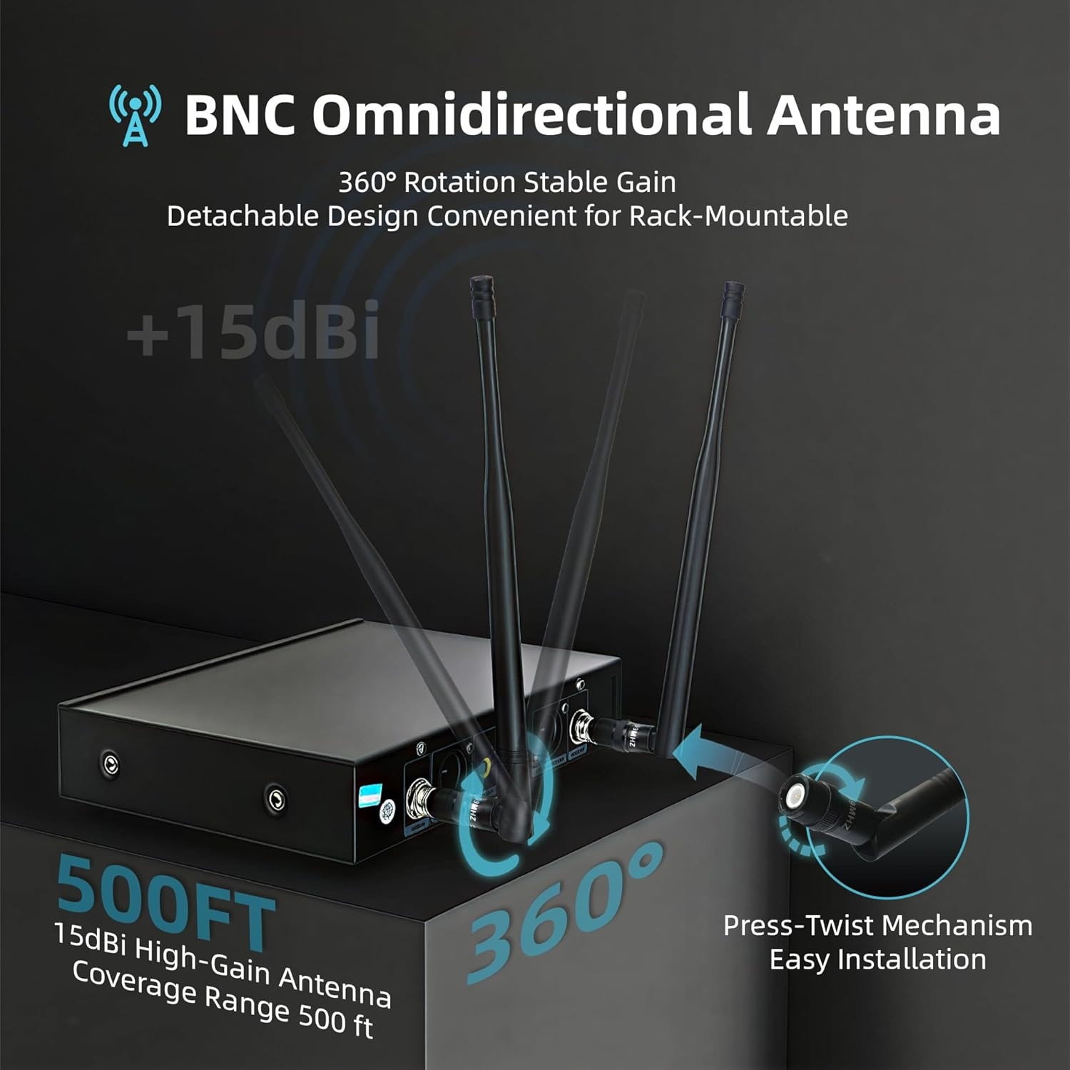 Professional Wireless Microphone System, 500Ft Long Range 2.4G Cordless Mic Set