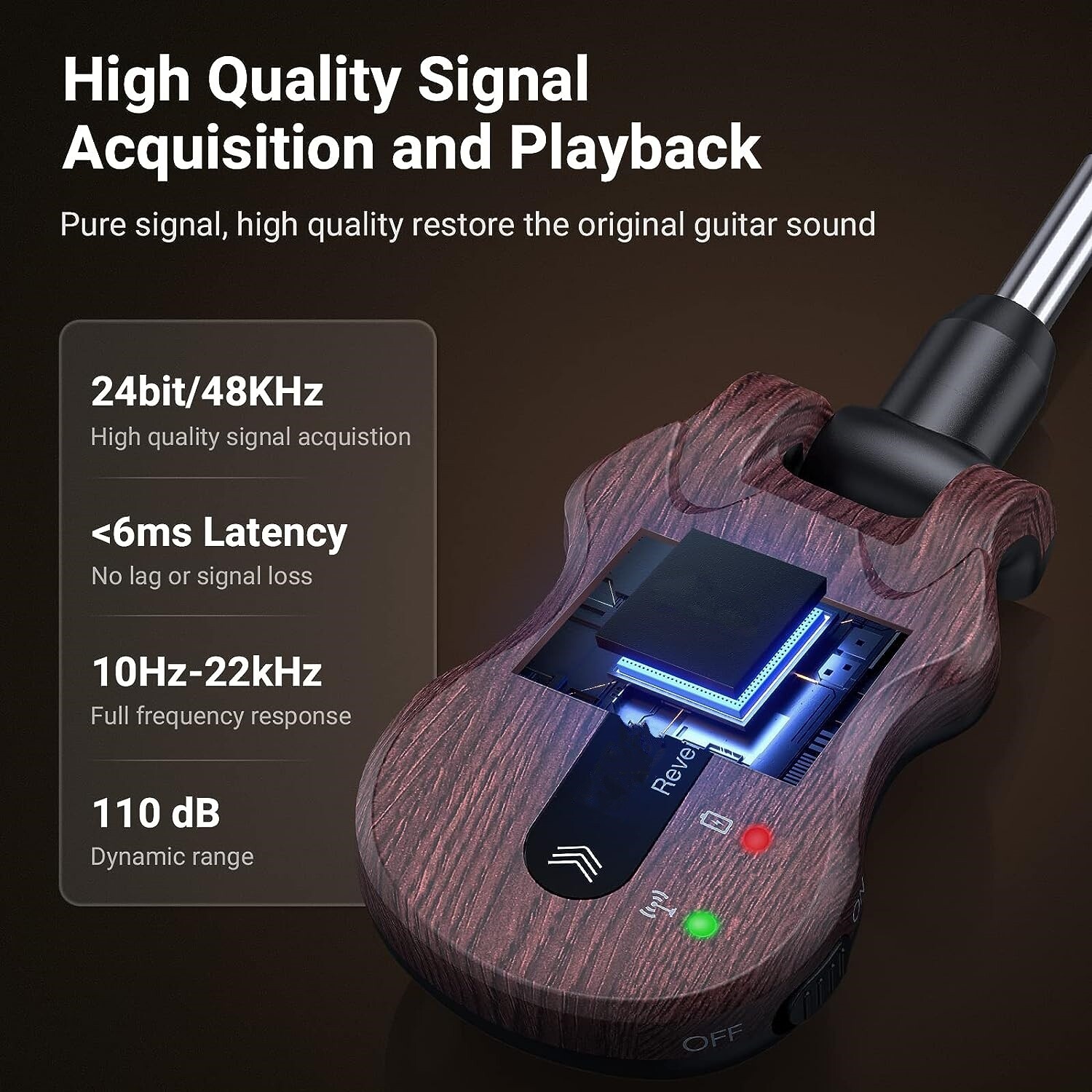 Sistema Inalambrico Para Guitarra Receptor De Transmisor Audio Recargable 4 Cana