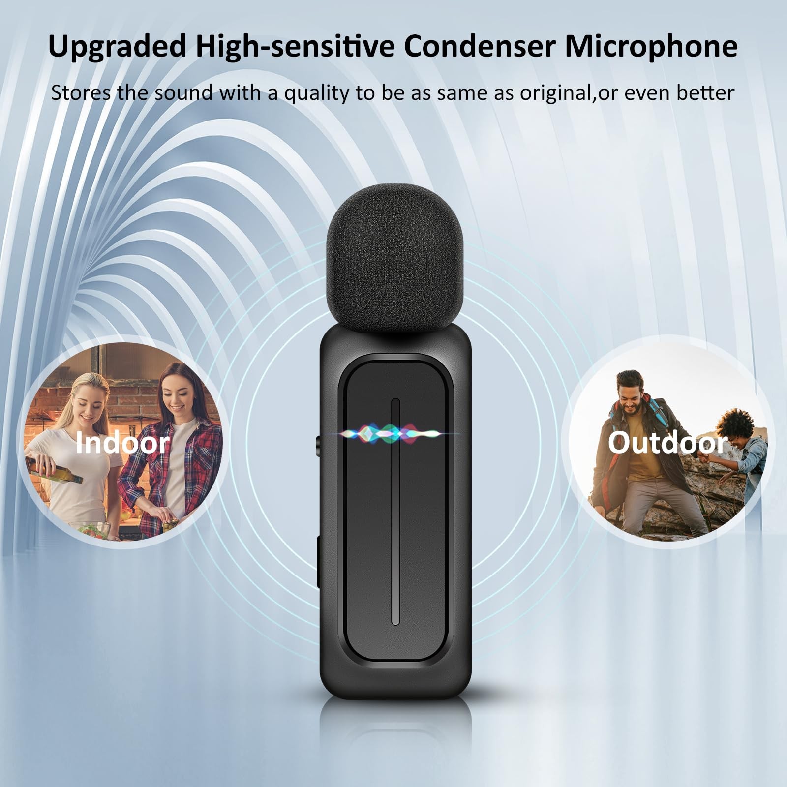 Ecomxia 2 Pcs Wireless Lavalier Microphone for iPhone iPad Android with Charg…