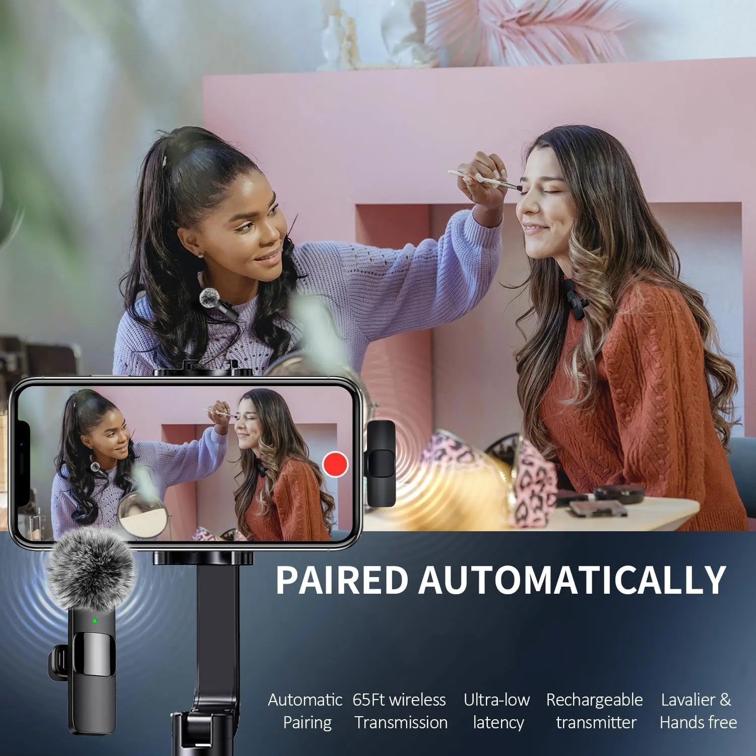 Lavalier Microphone Wireless Audio Video Recording Mini Mic For Android/iPhone