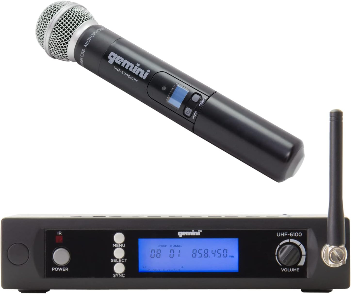 UHF-6100M Wireless Mic System – UHF Receiver with 256 Selectable Frequencies, Ha