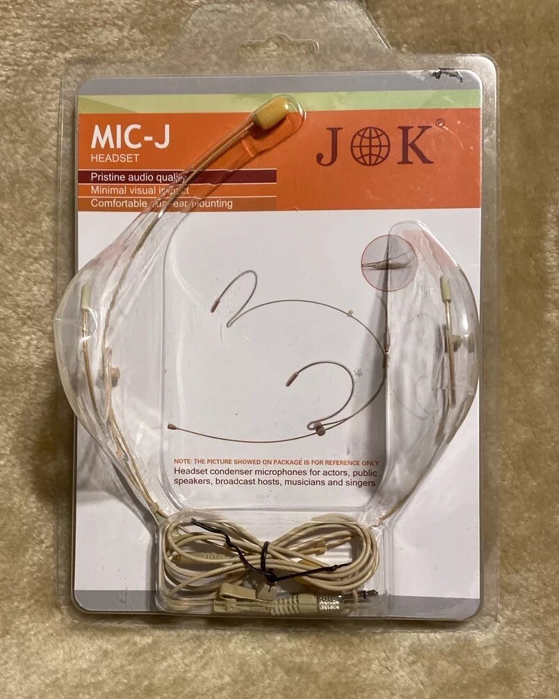 JK MIC-J 071S Headworn Condenser Microphone Tan C2 Connector for Sennheiser NEW