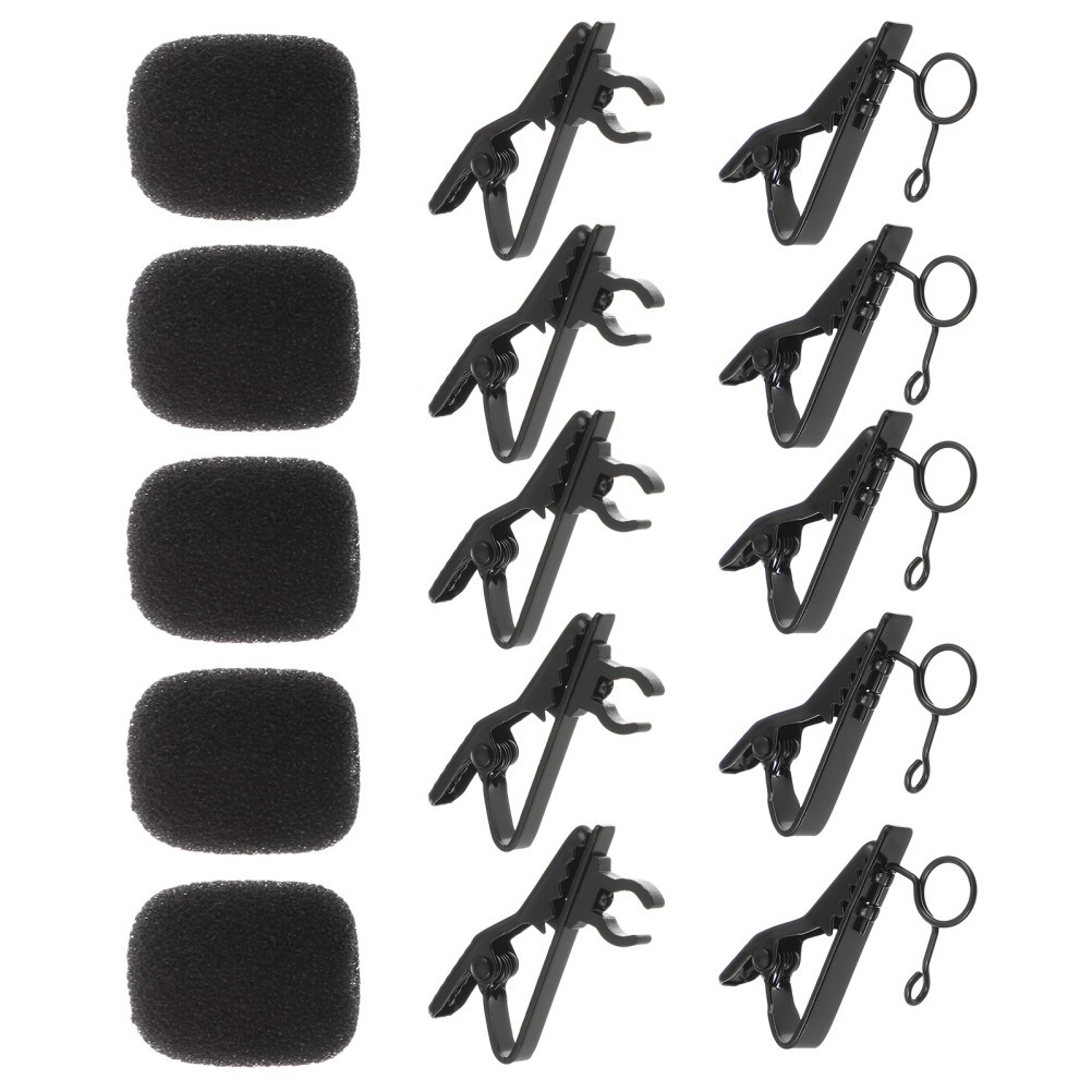 18Pcs Mic Sponge Covers Kit with Reusable Metal Wire Clips and Tie Clips Set