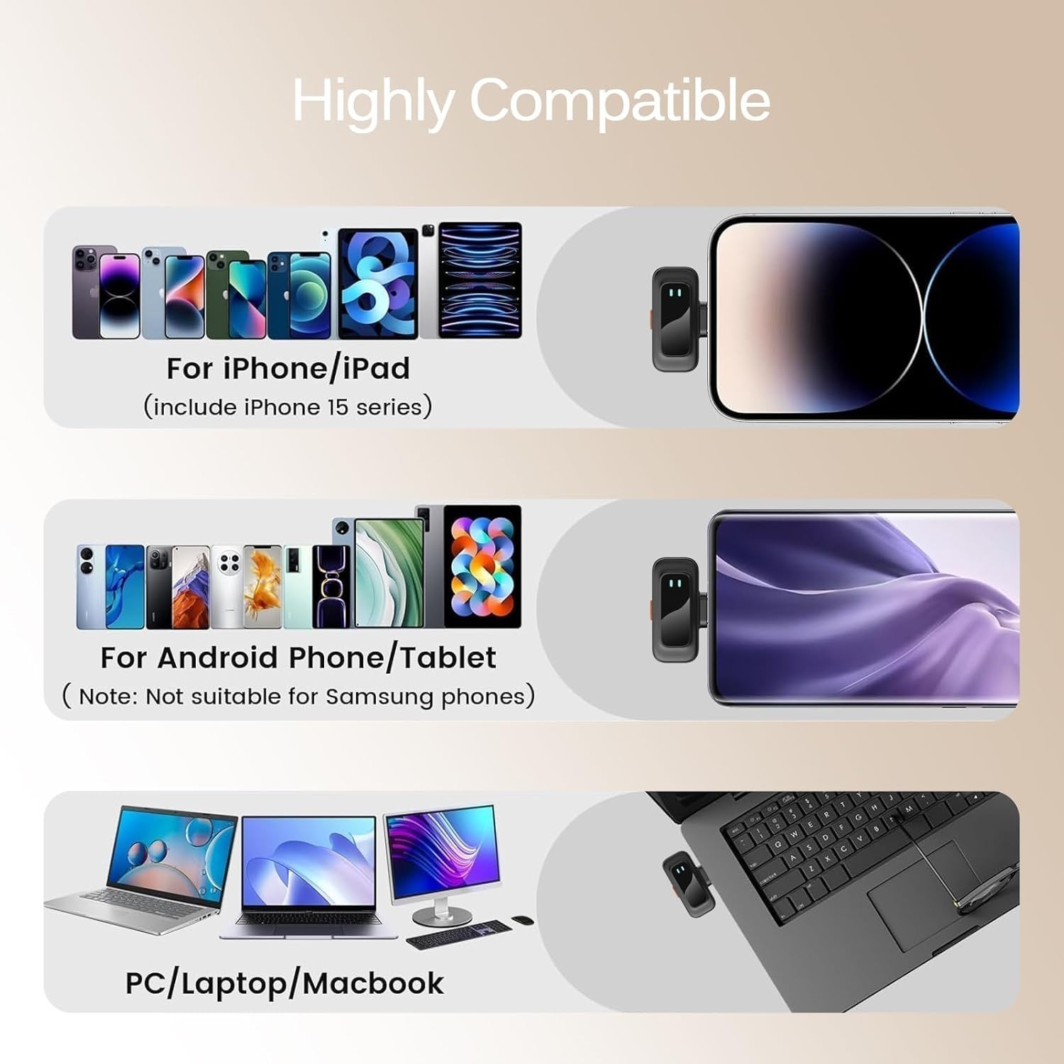 Lavalier Microphone Wireless Clip Mic Type-C For iPhone/ Android Recording Vlog