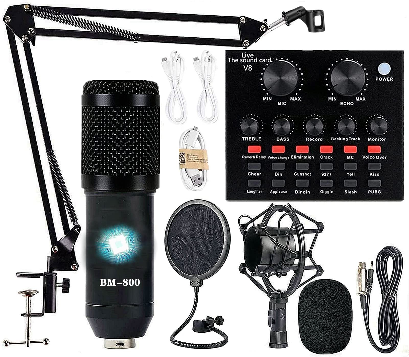 Podcast Equipment Bundle, BM-800 Condenser with Voice Changer, Recording Stud…