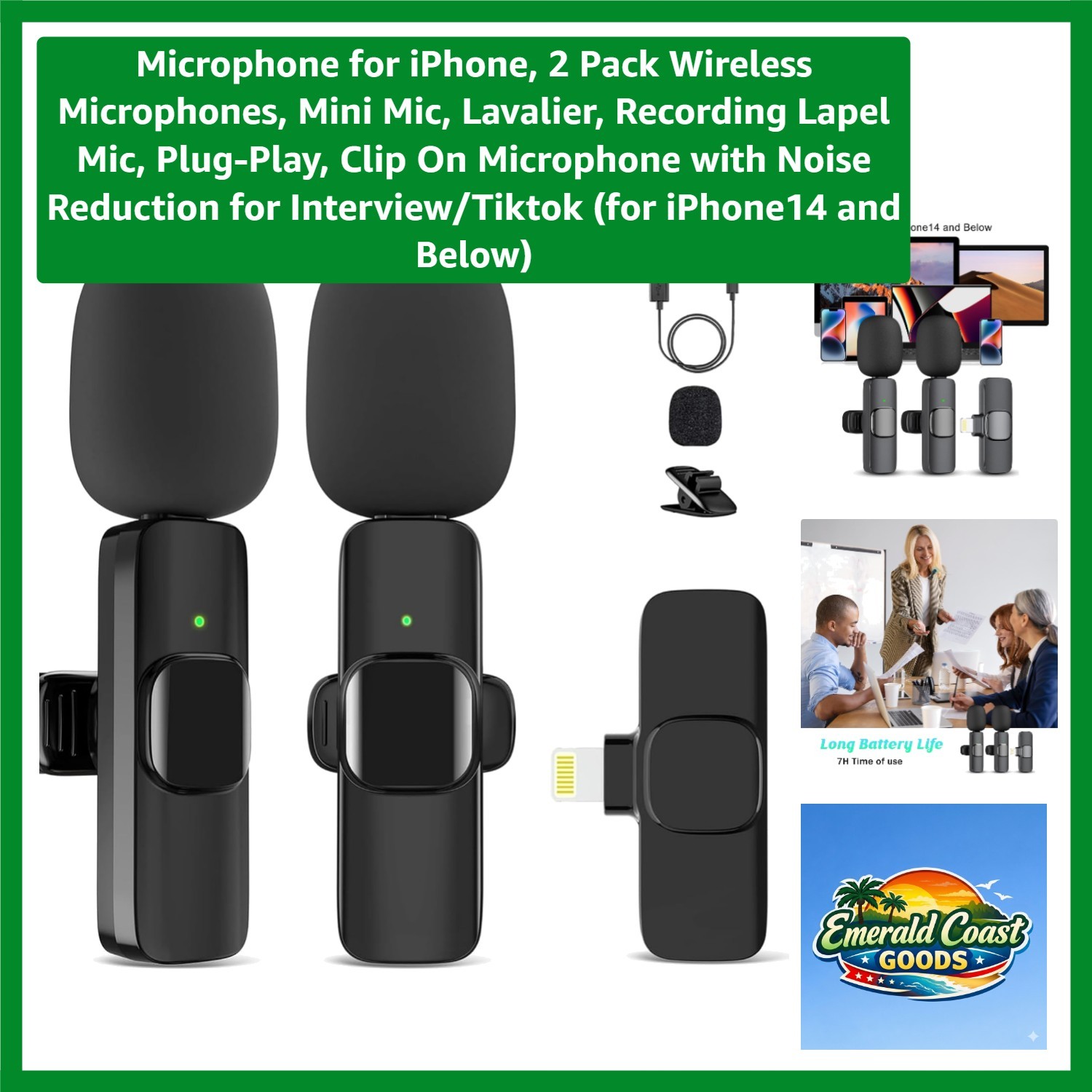 Mini Wireless Lavalier Microphone Set for iPhone 14 – Noise Reduction & Easy Use