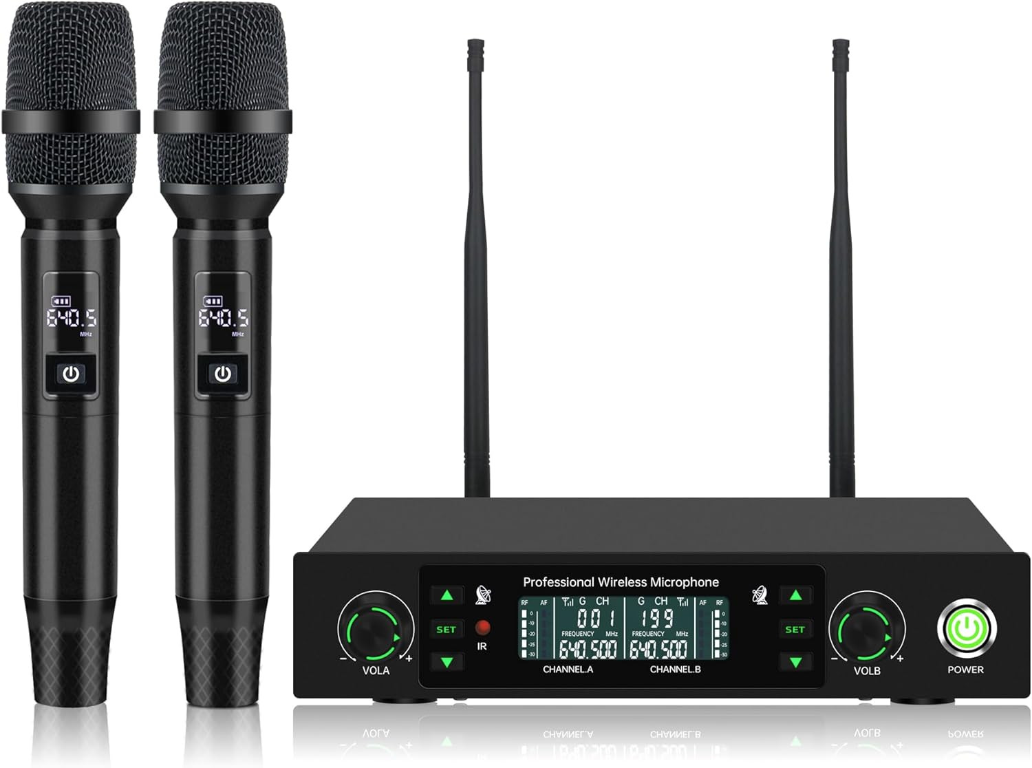 Professional Wireless Microphone System, 500Ft Long Range 2.4G Cordless Mic Set