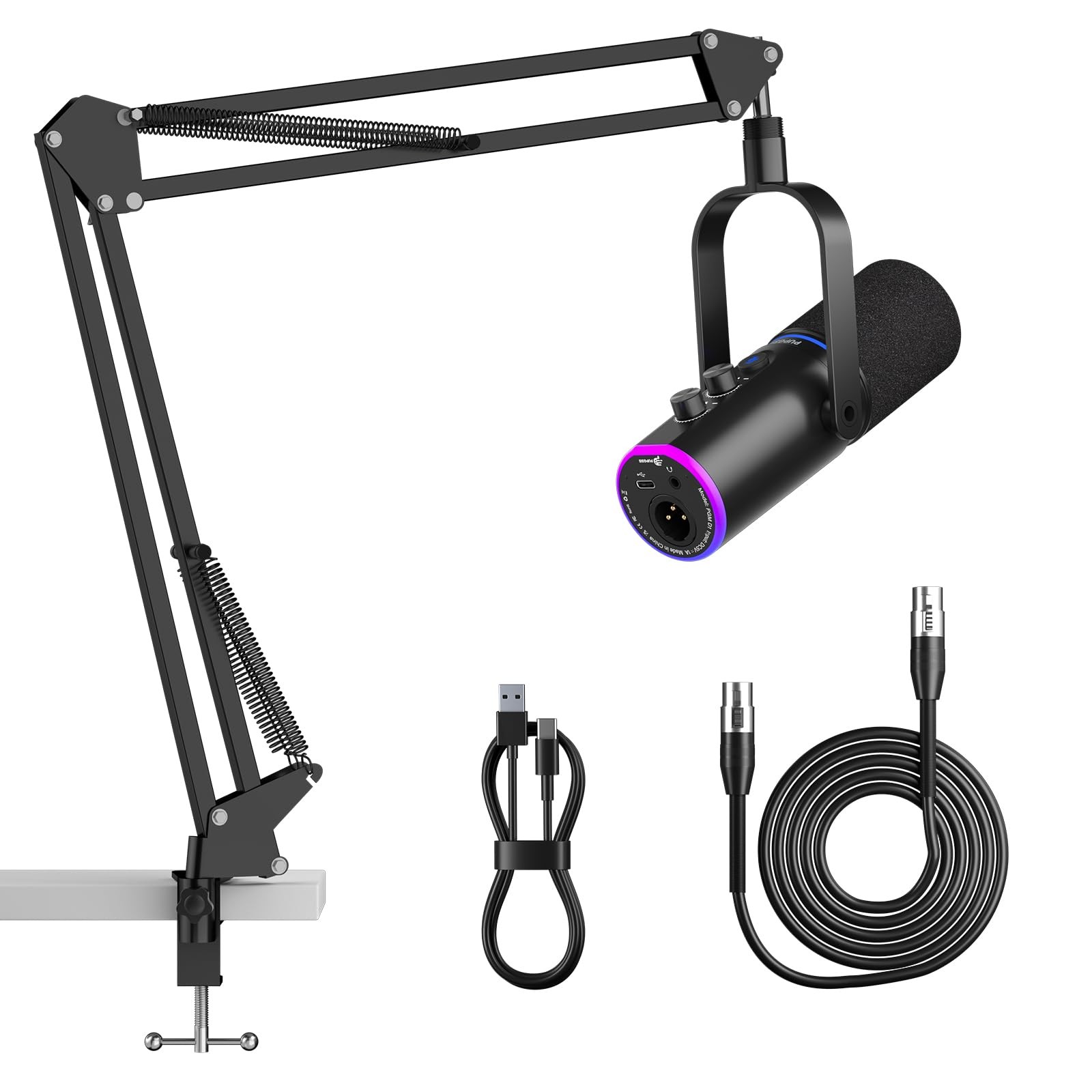 XLR/USB Podcast Microphone, Gaming Mic with Mute Button, Reverb Effects, Nois…