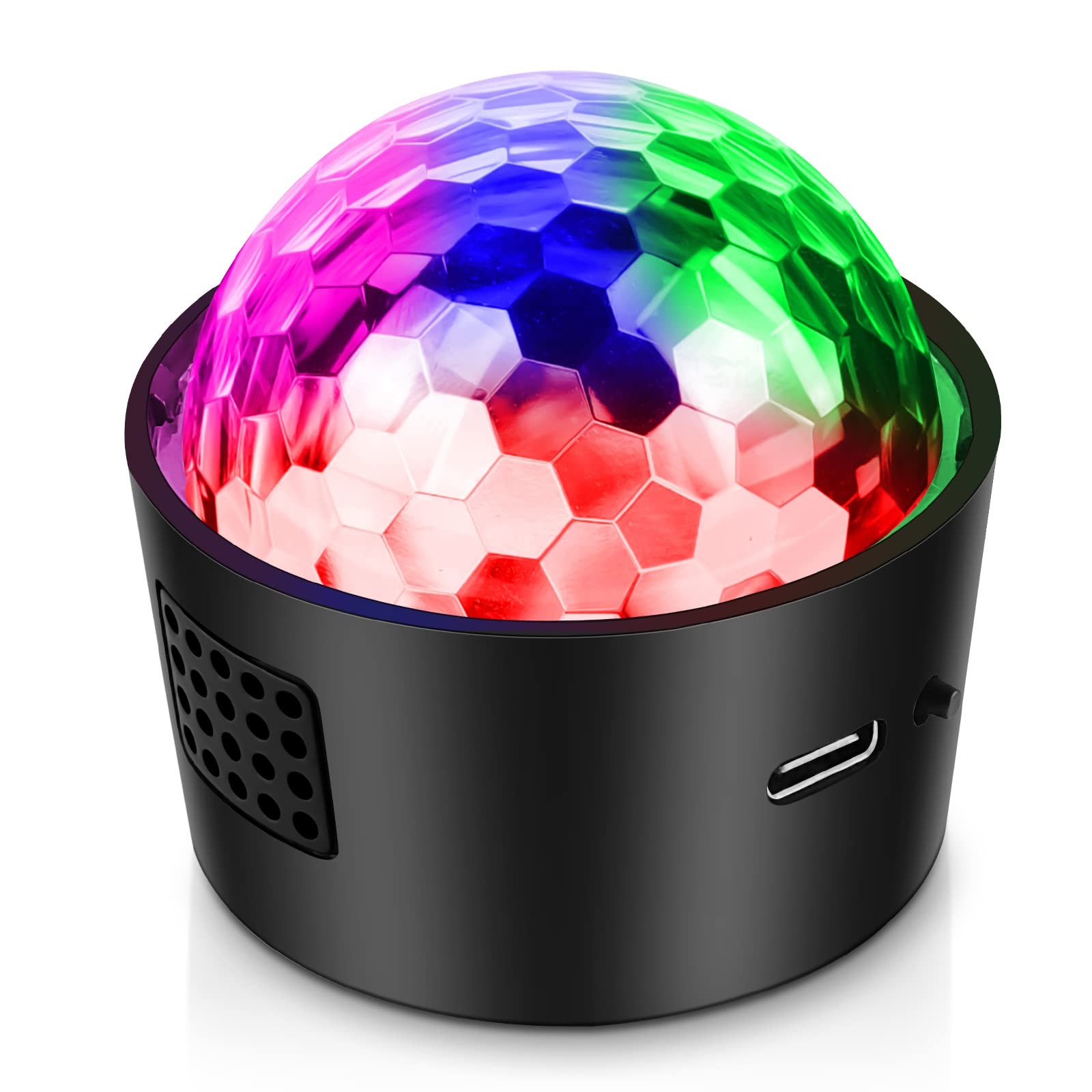 Wiwreenm Mini Disco Ball Light,Rechargeable Party Lights,Sound Small, 1-PACK
