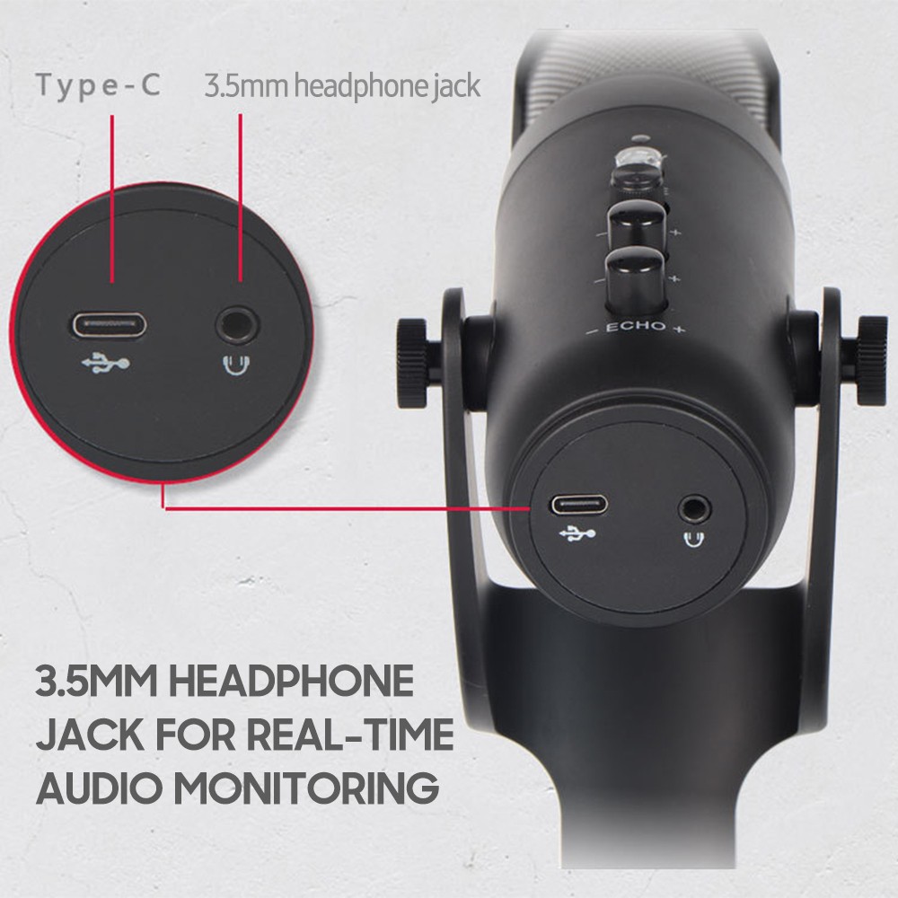 USB Condenser Microphone Tabletop Desktop RGB Microphone With Stand TRBD