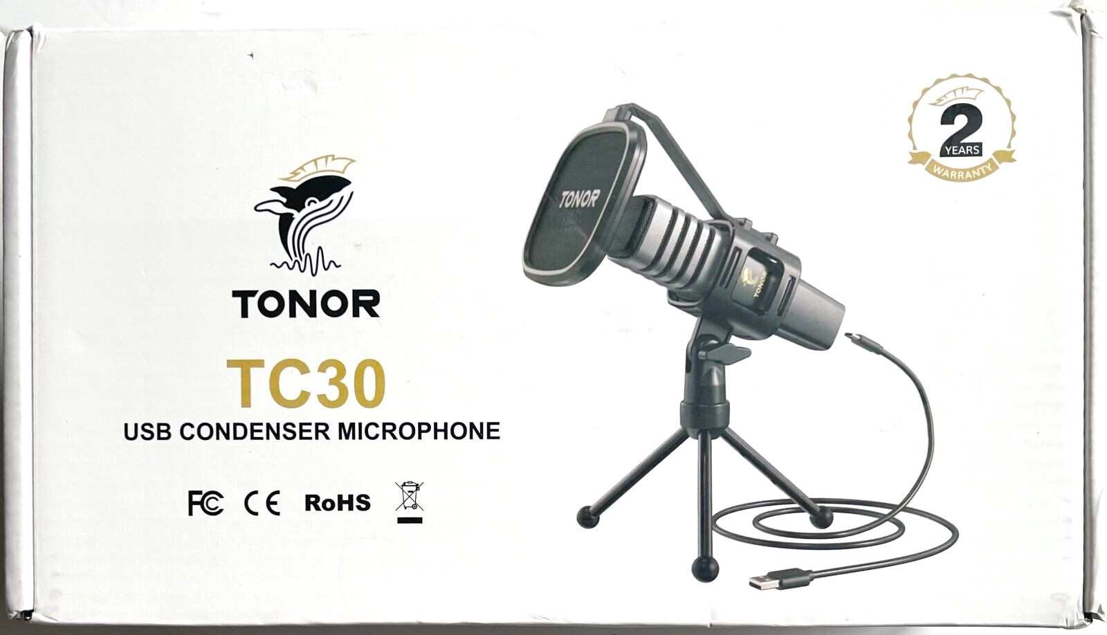 TONOR USB MICROPHONE, CARDIOID CONDENSER COMPUTER PC MIC WITH TRIPOD STAND BOXED
