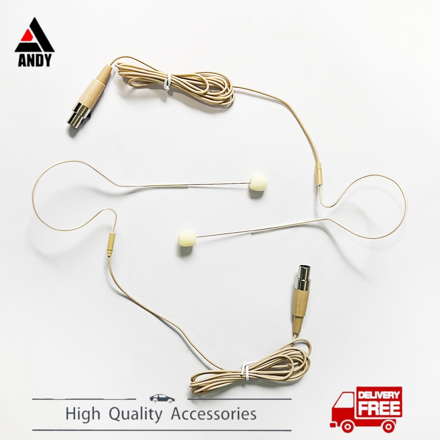 Beige Single Earhook Headset mini XLR Microphone For Shure Wireless-TA4F 4Pin ×2