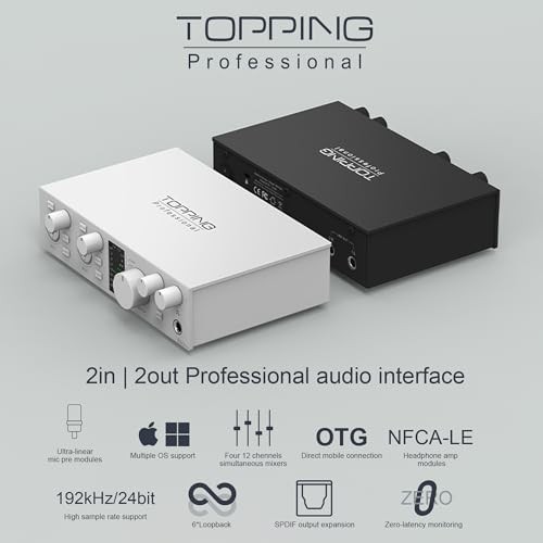TOPPING E2x2 USB Audio Interface 192kHz/24bit OTG DAC Amp Black