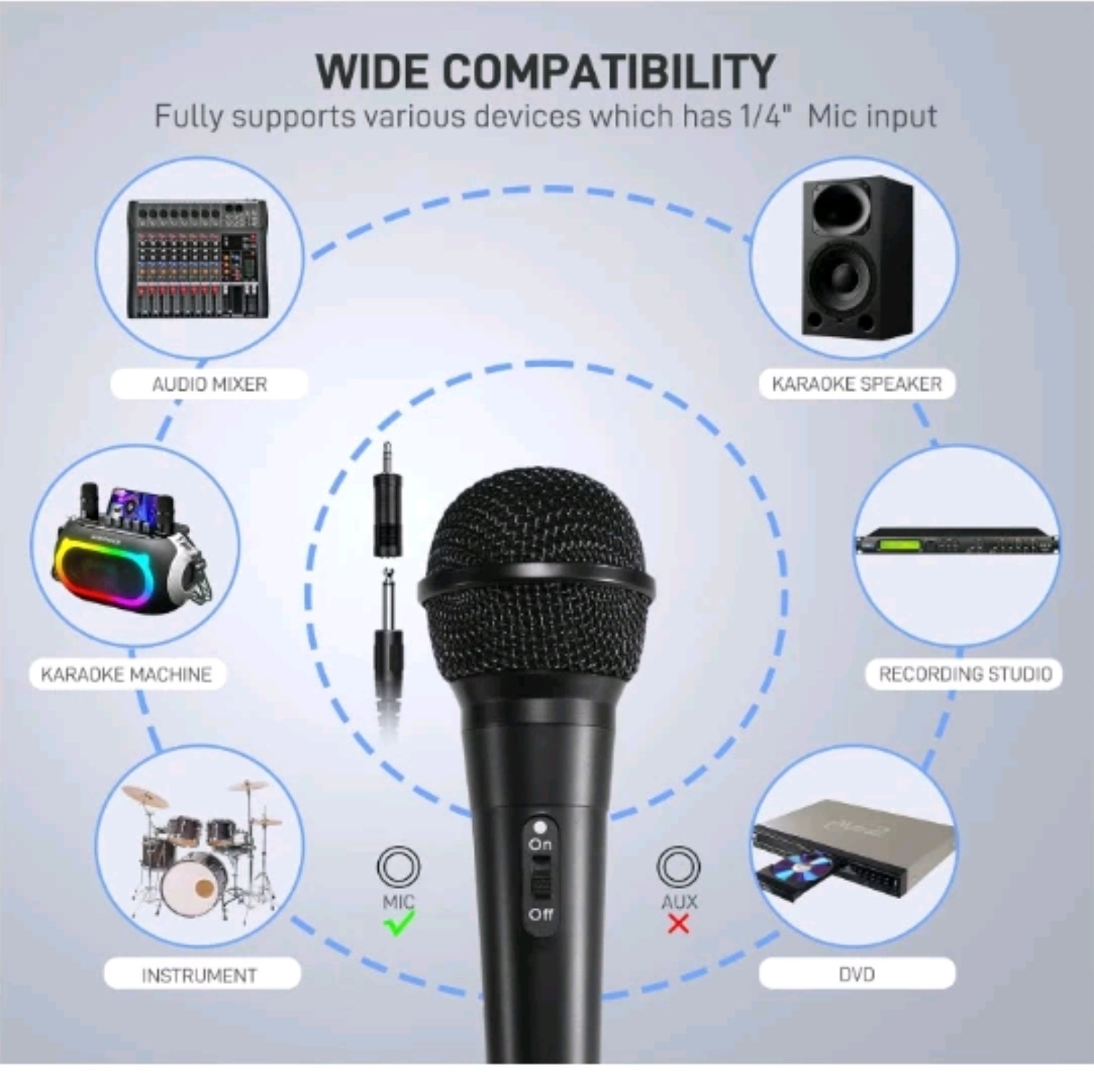 Wired Microphone: Dynamic Microphone for Karaoke Singing Suited for Speakers AMP