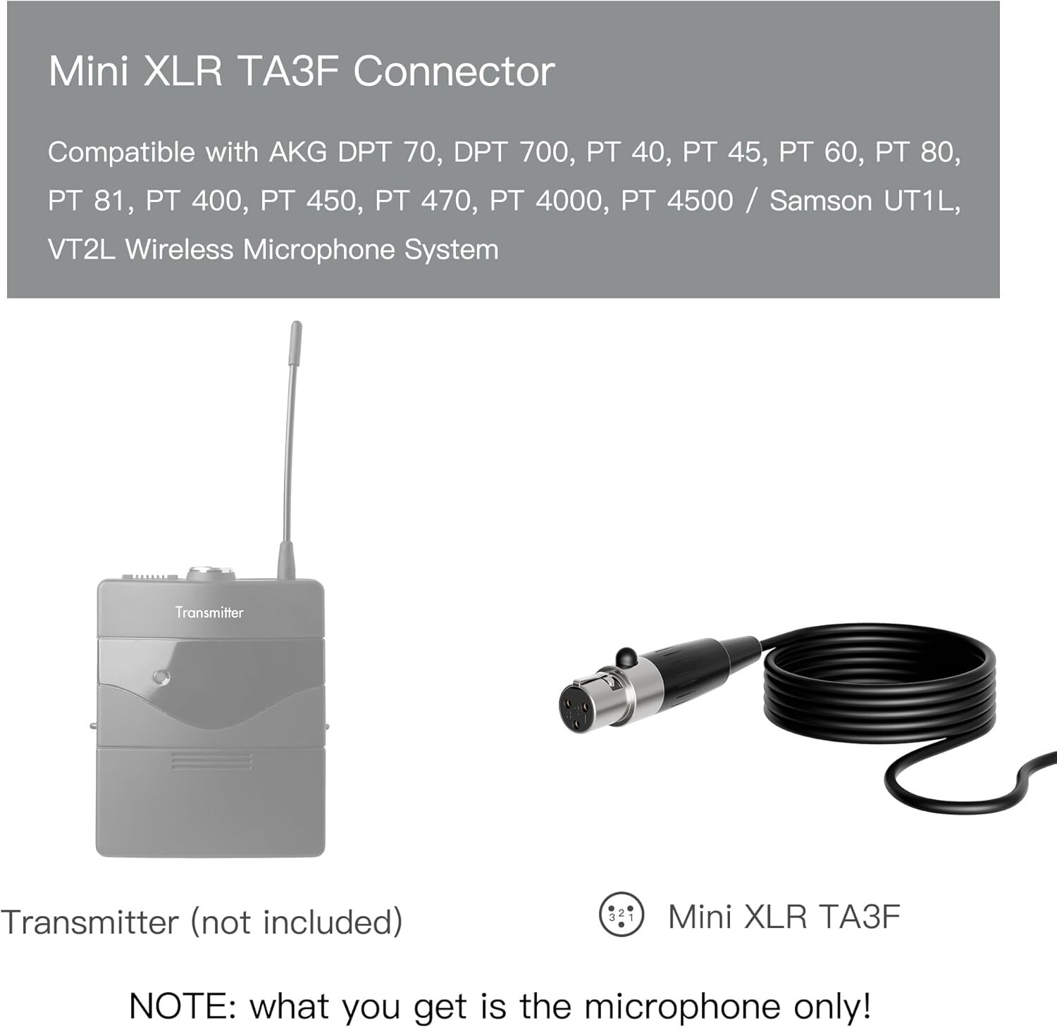 Wireless Lavalier Microphone XLR Mini for AKG Samson TV Streaming