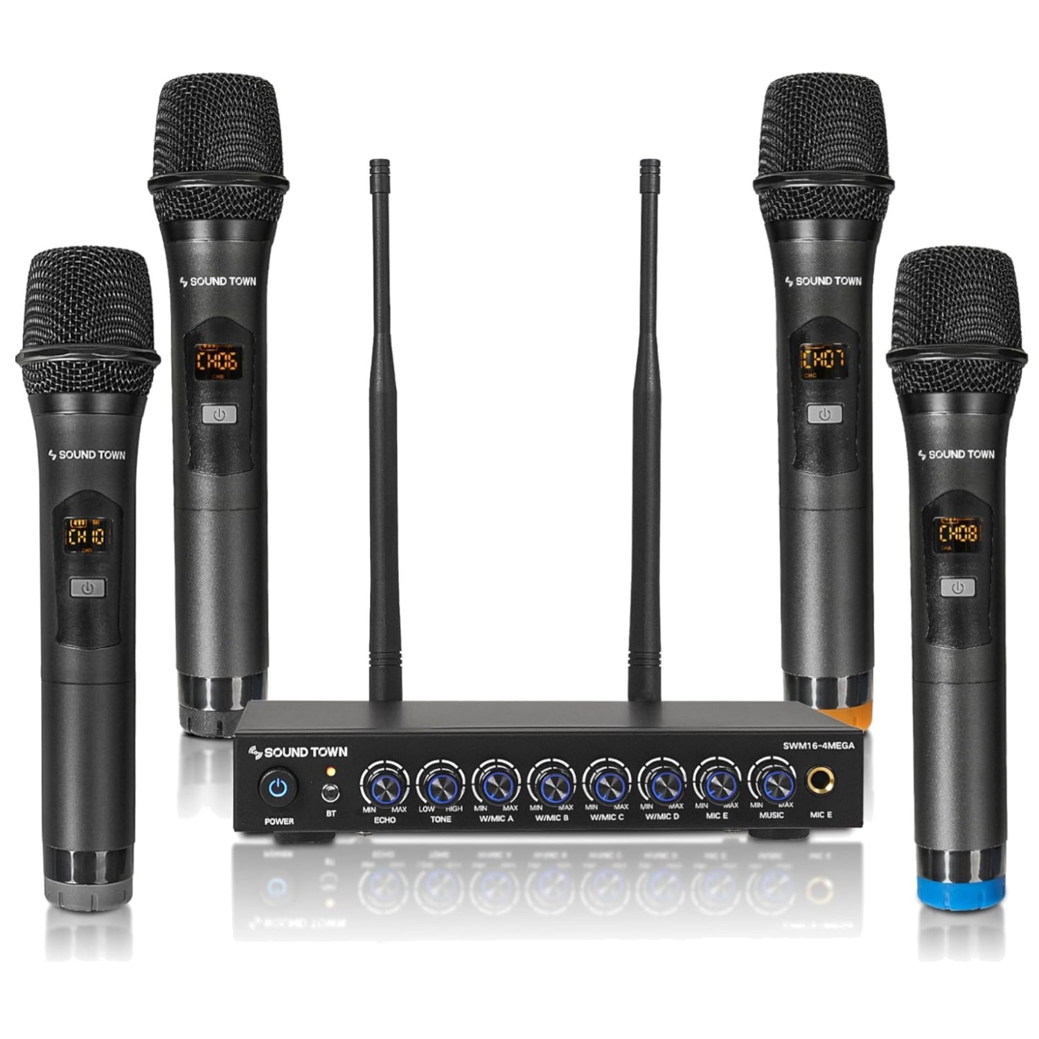 Karaoke Mixer System with 4 Handheld Mics -4MEGA